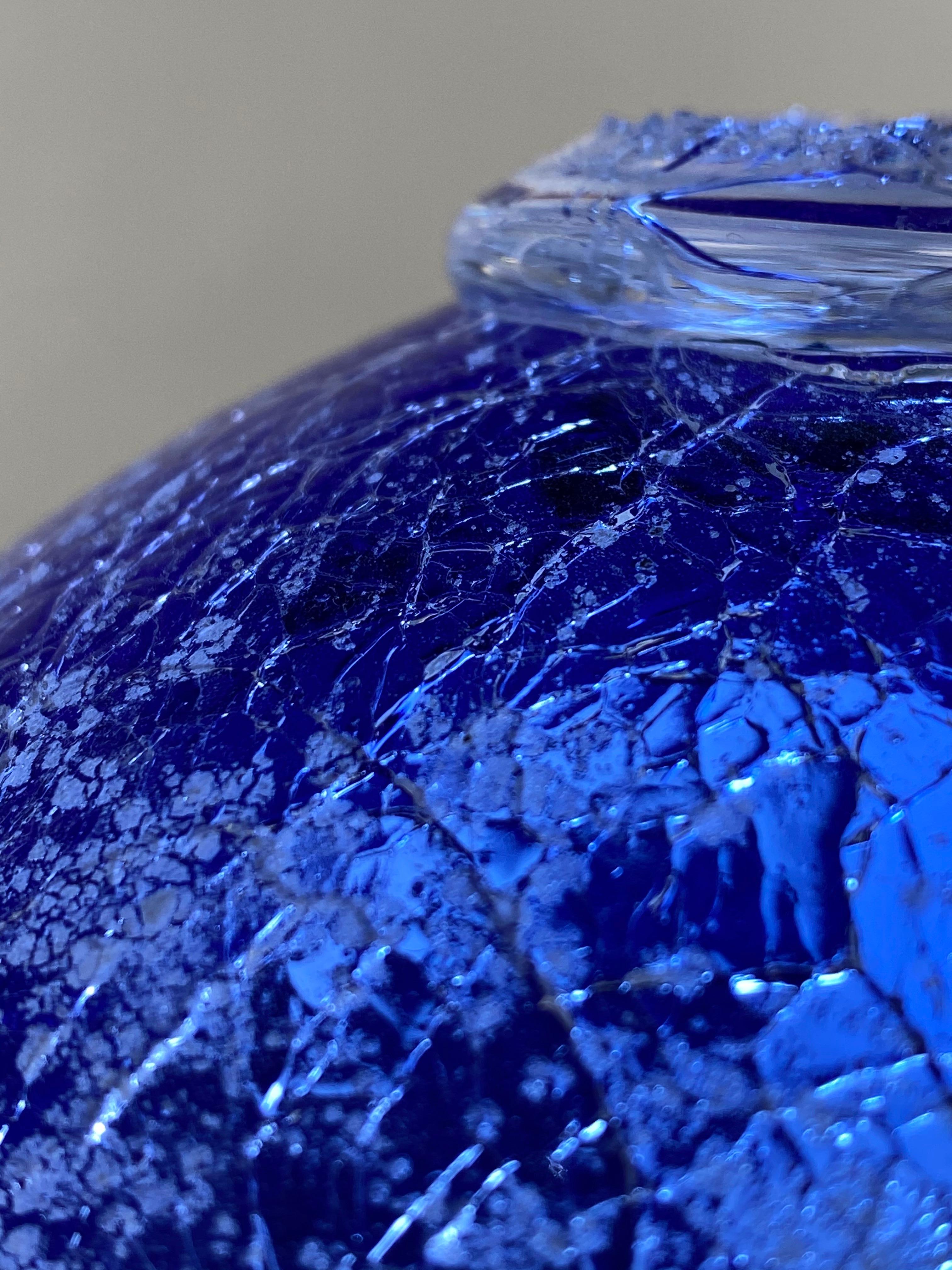 Blown Glass Table Blue Sculpture Light, 21st Century by Mattia Biagi For Sale 3