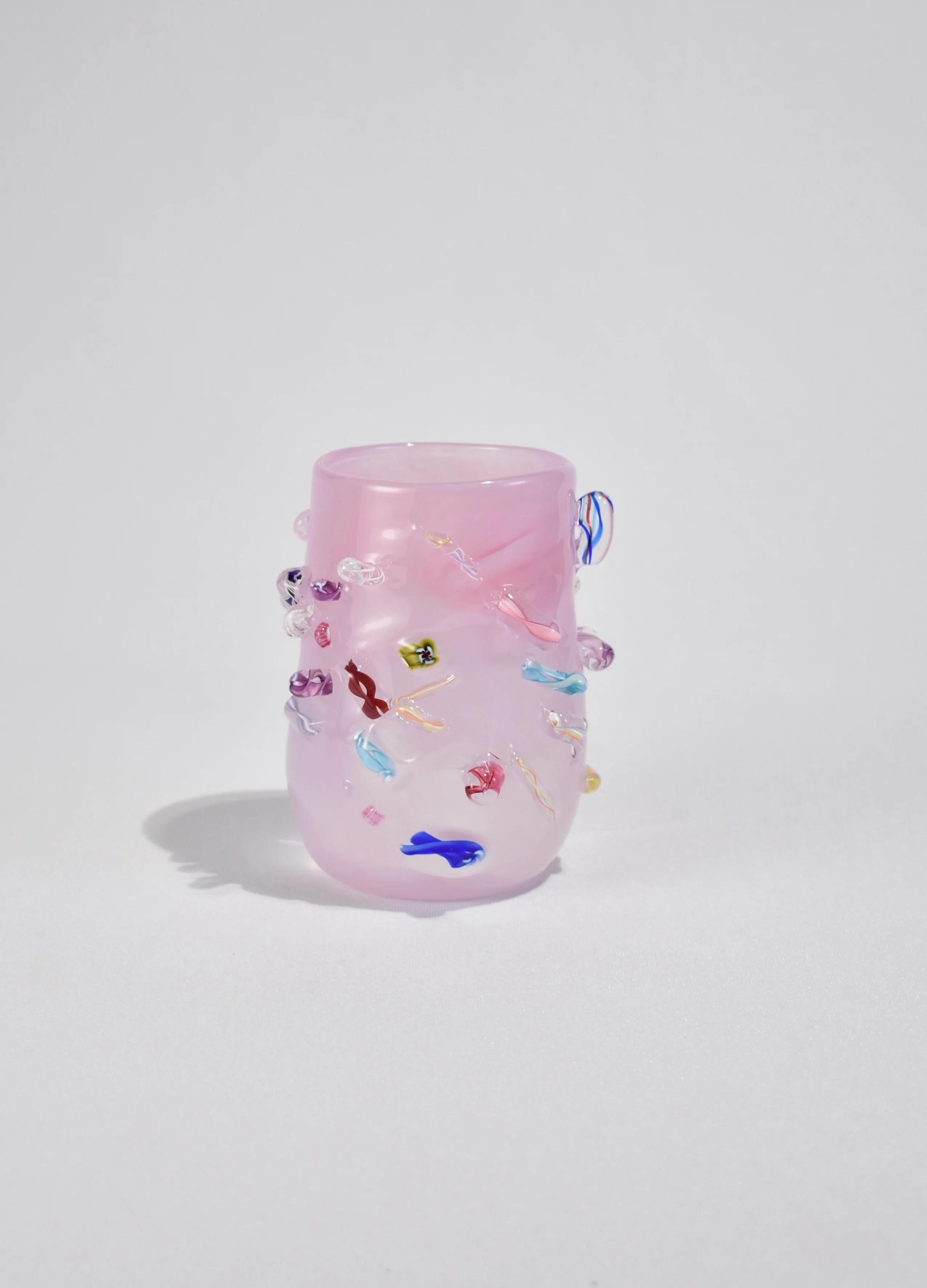 Art Glass Blown Glass Tumbler Set in Pink