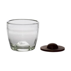 Blown Glass Tumblers Transparent with Wood Coaster, Set of 4, in Stock