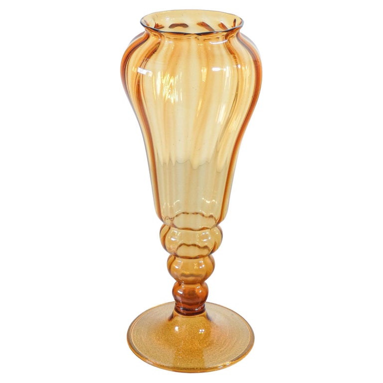 Blown Glass Vase by Vittorio Zecchin for MVM Cappellin, Murano Italy