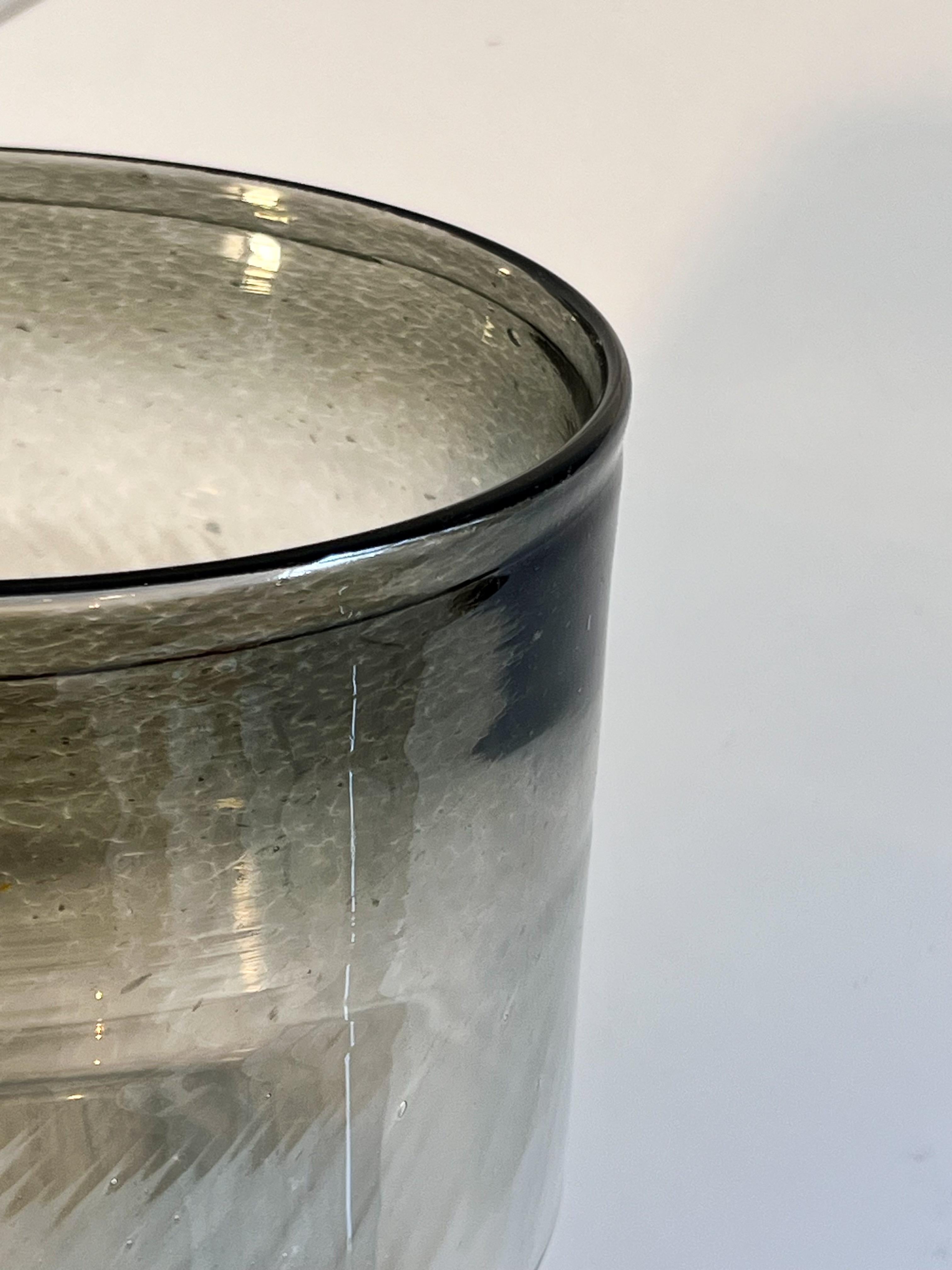 Blown glass vase on base in a smokey grey 6