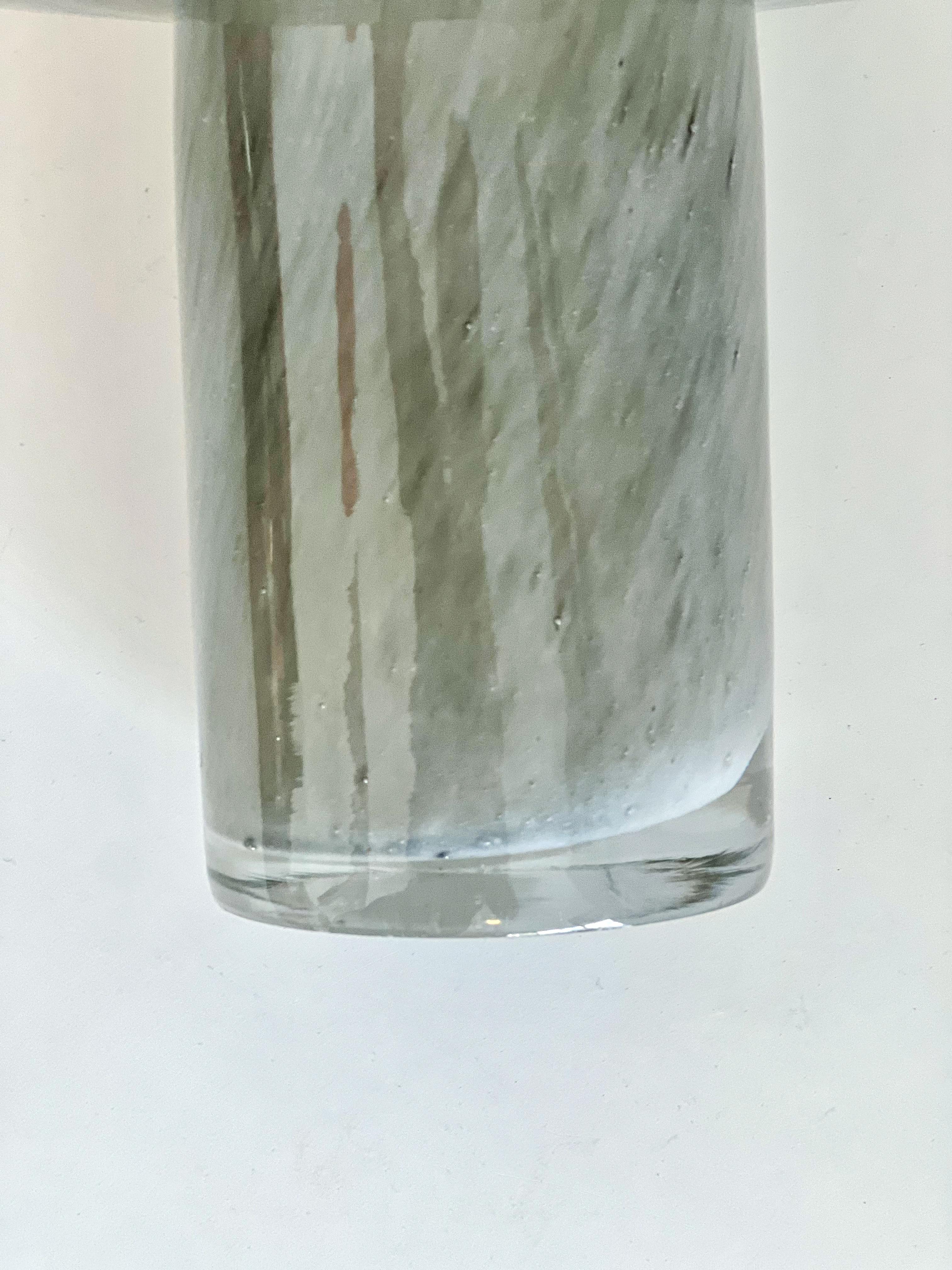 Blown Glass Blown glass vase on base in a smokey grey
