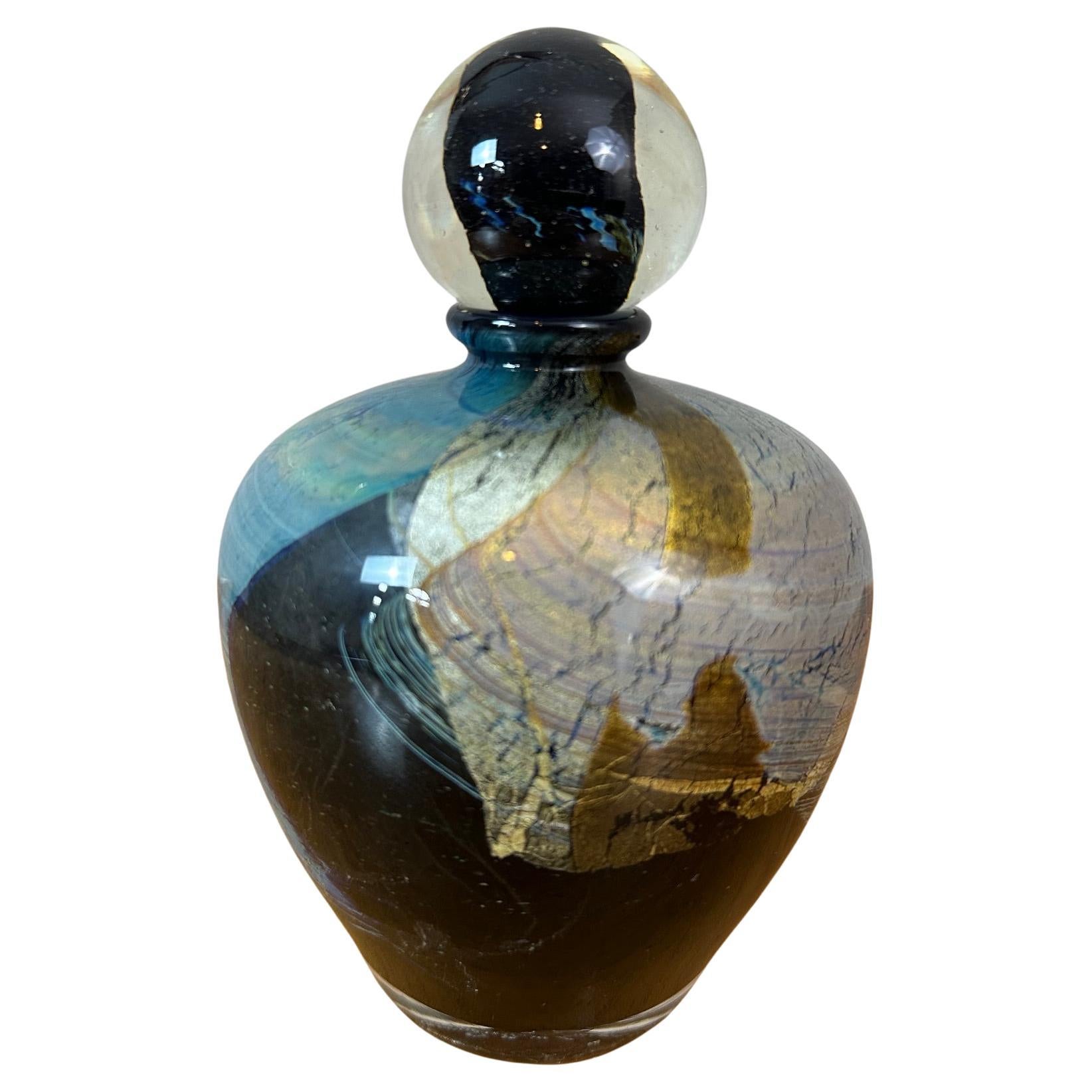 Blown Glass with Gold and Silver Perfum Bottle Signed Jean Claude Novaro