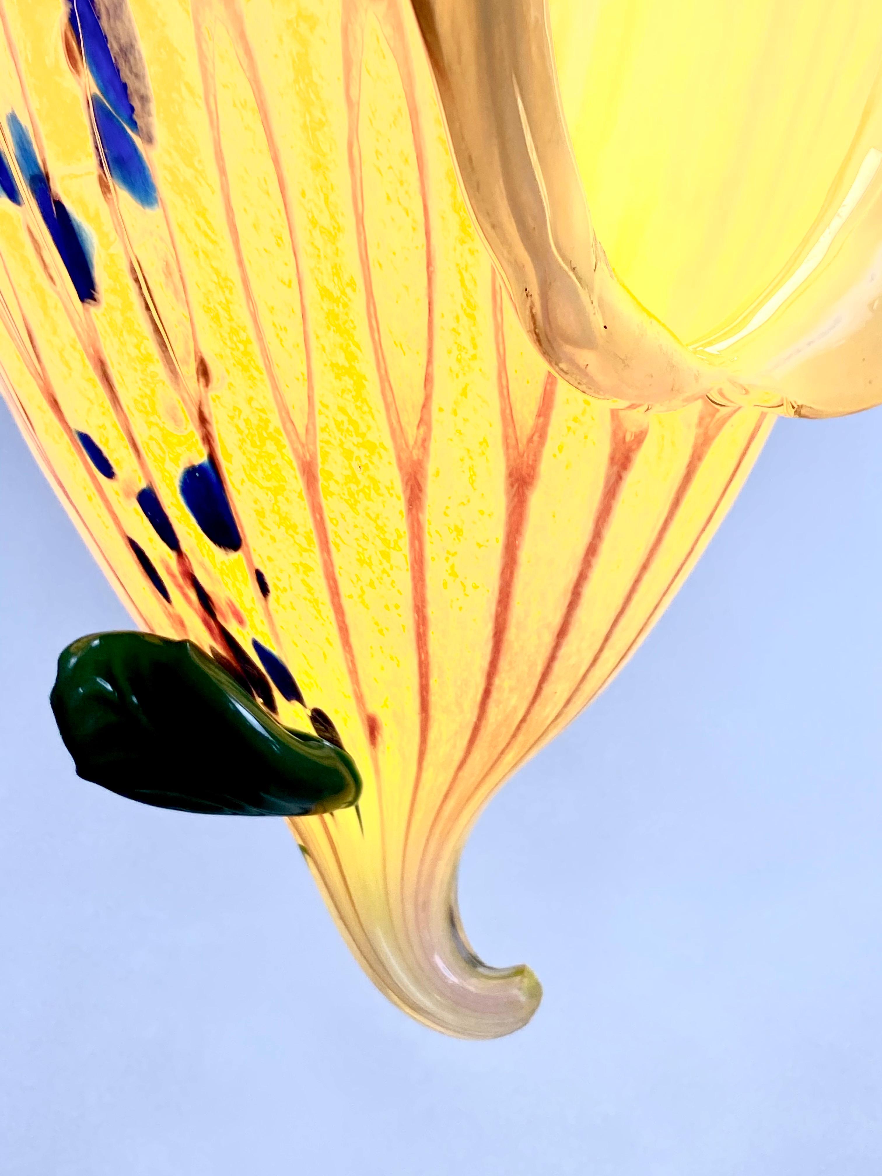 Gelbe Pendelleuchte aus mundgeblasenem Glas und Lampe, 21. Jahrhundert, von Mattia Biagi im Angebot 5
