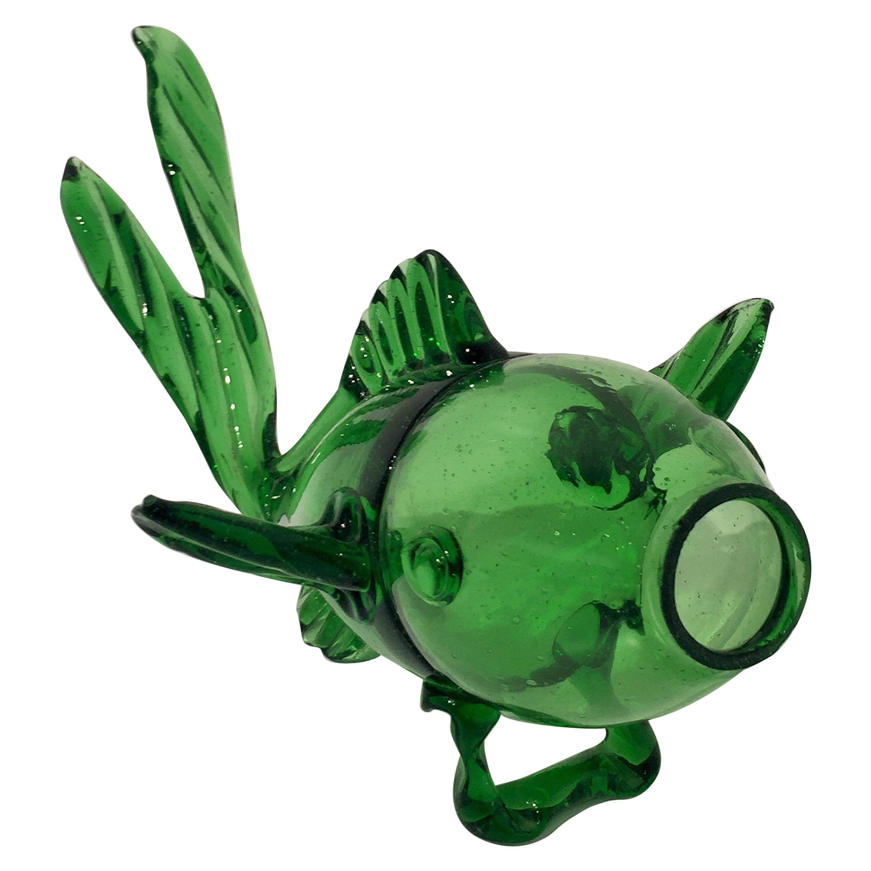 Blown Green Glass Fish