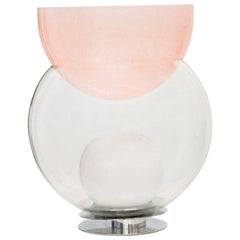 Blown Italian Clear and Pink Glass Table Lamp 1960s Model Giova by Age Aulenti