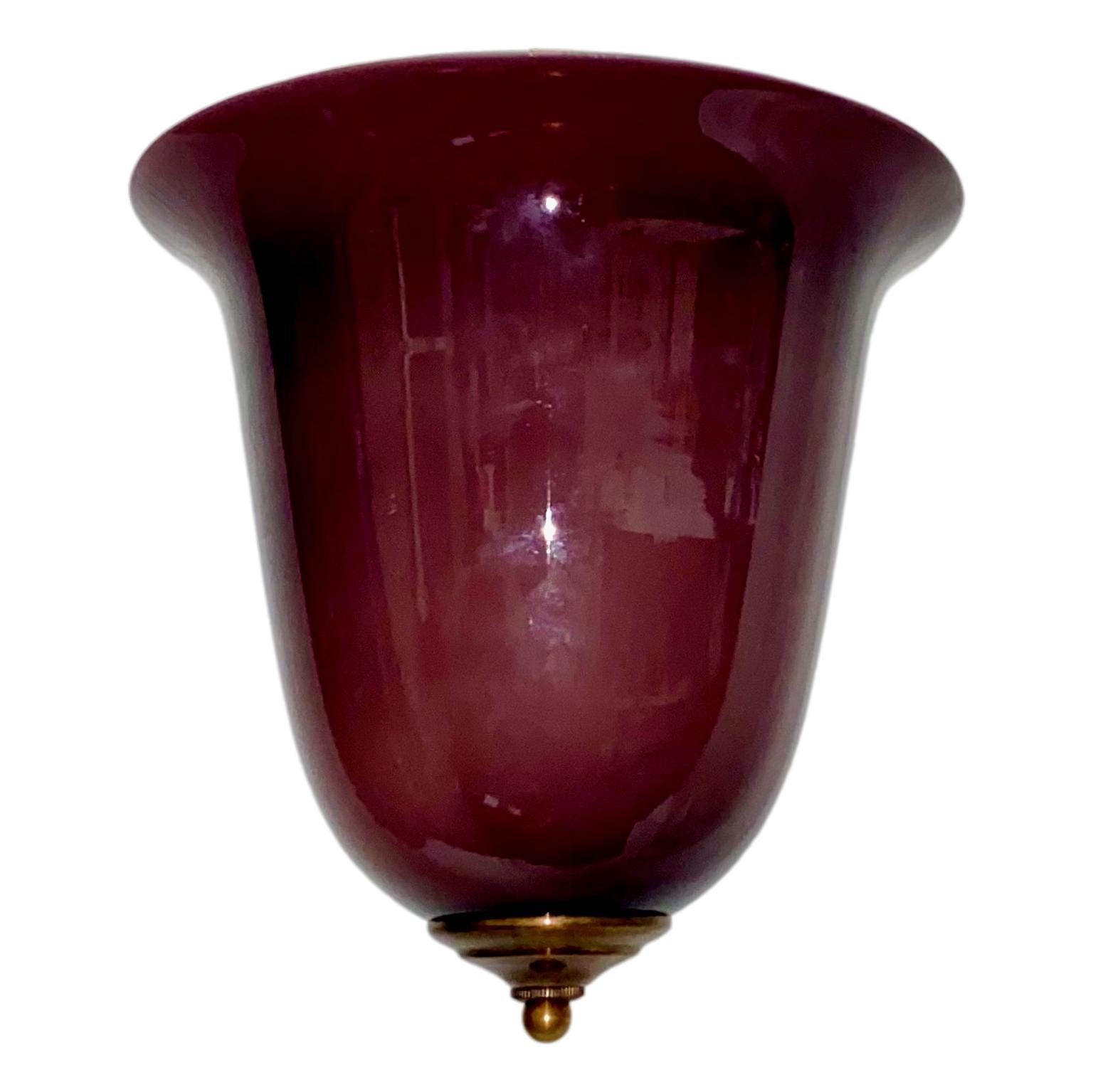 Blown Murano Amethyst Glass Light Fixture In Good Condition For Sale In New York, NY