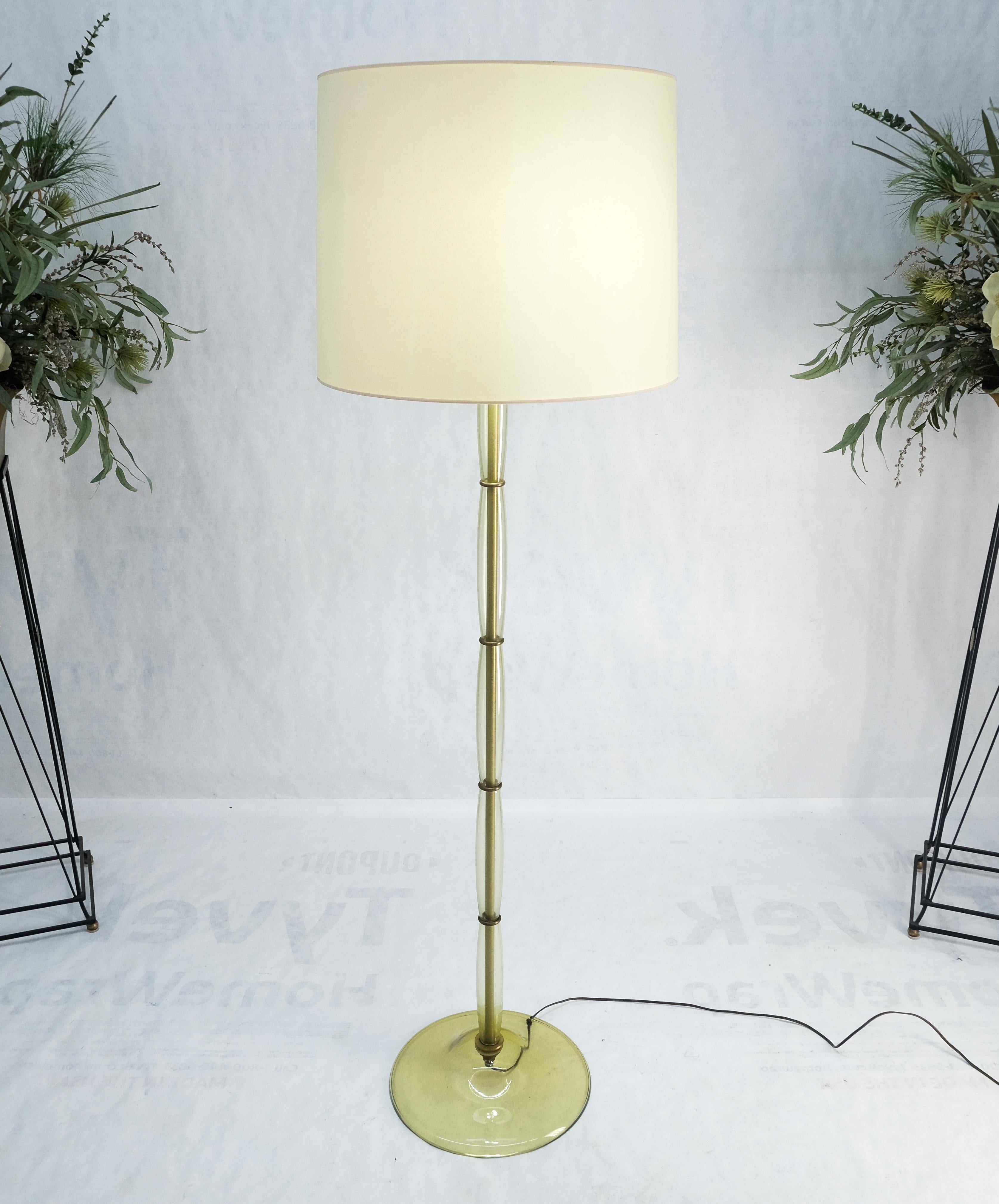 Blown Murano Glass & Brass c1950s Base Mid Century Modern Floor Lamp MINT  For Sale 5