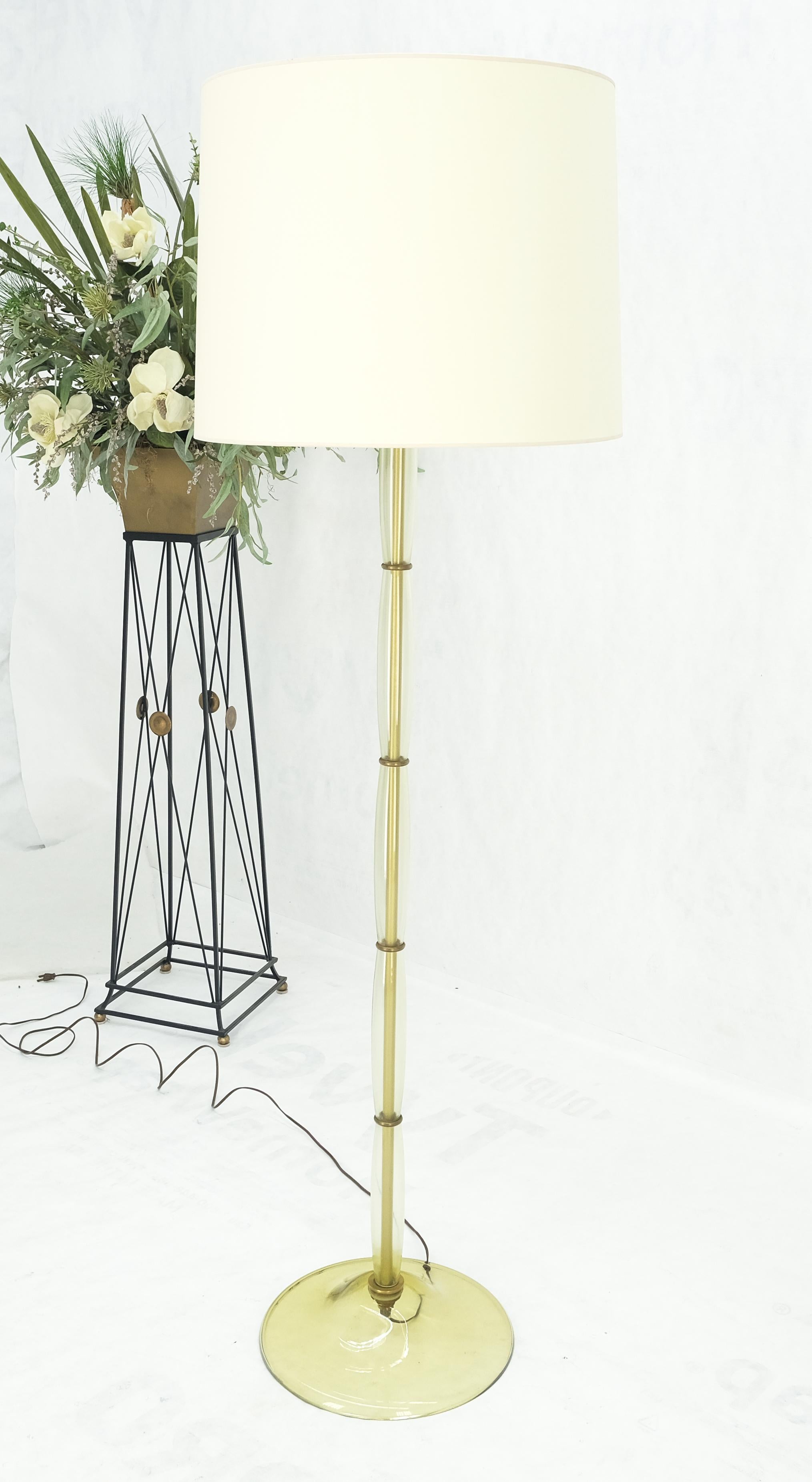 Blown Murano Glass & Brass c1950s Base Mid Century Modern Floor Lamp MINT  For Sale 1