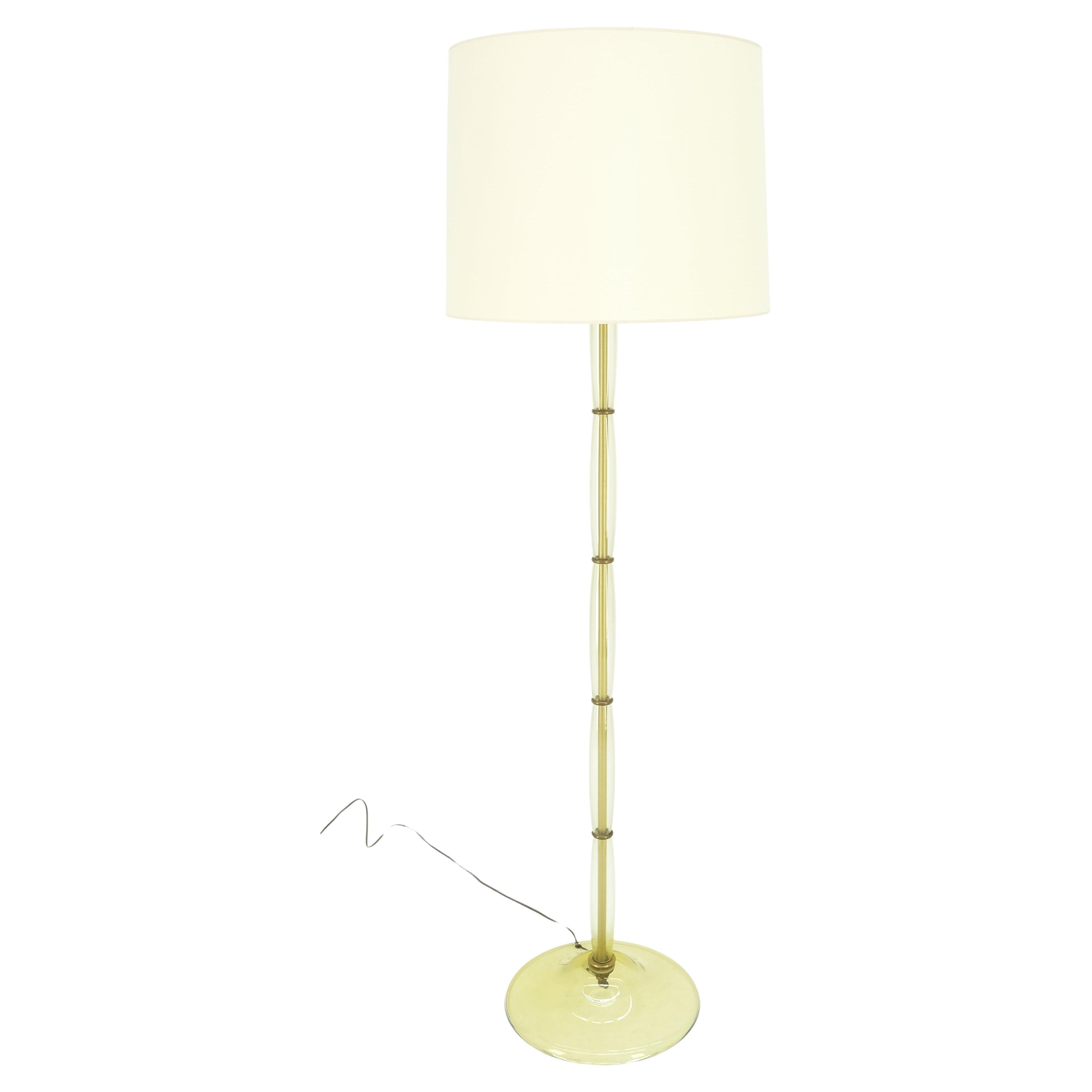 Blown Murano Glass & Brass c1950s Base Mid Century Modern Floor Lamp MINT  For Sale