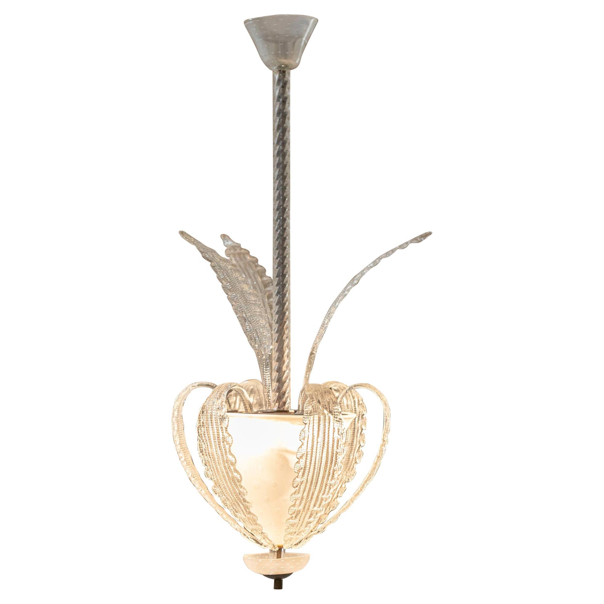 Blown Murano Glass Pendant Attributed to Barovier