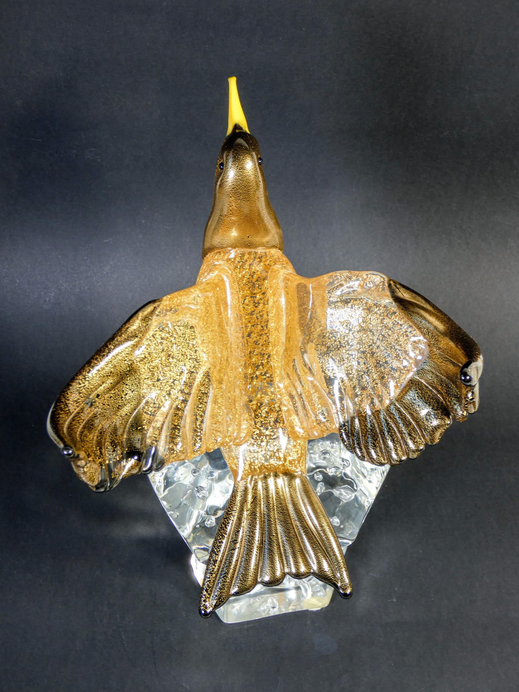 Blown Murano Glass Sculpture with Golden Scales, Oscar Zanetti, Duck 3