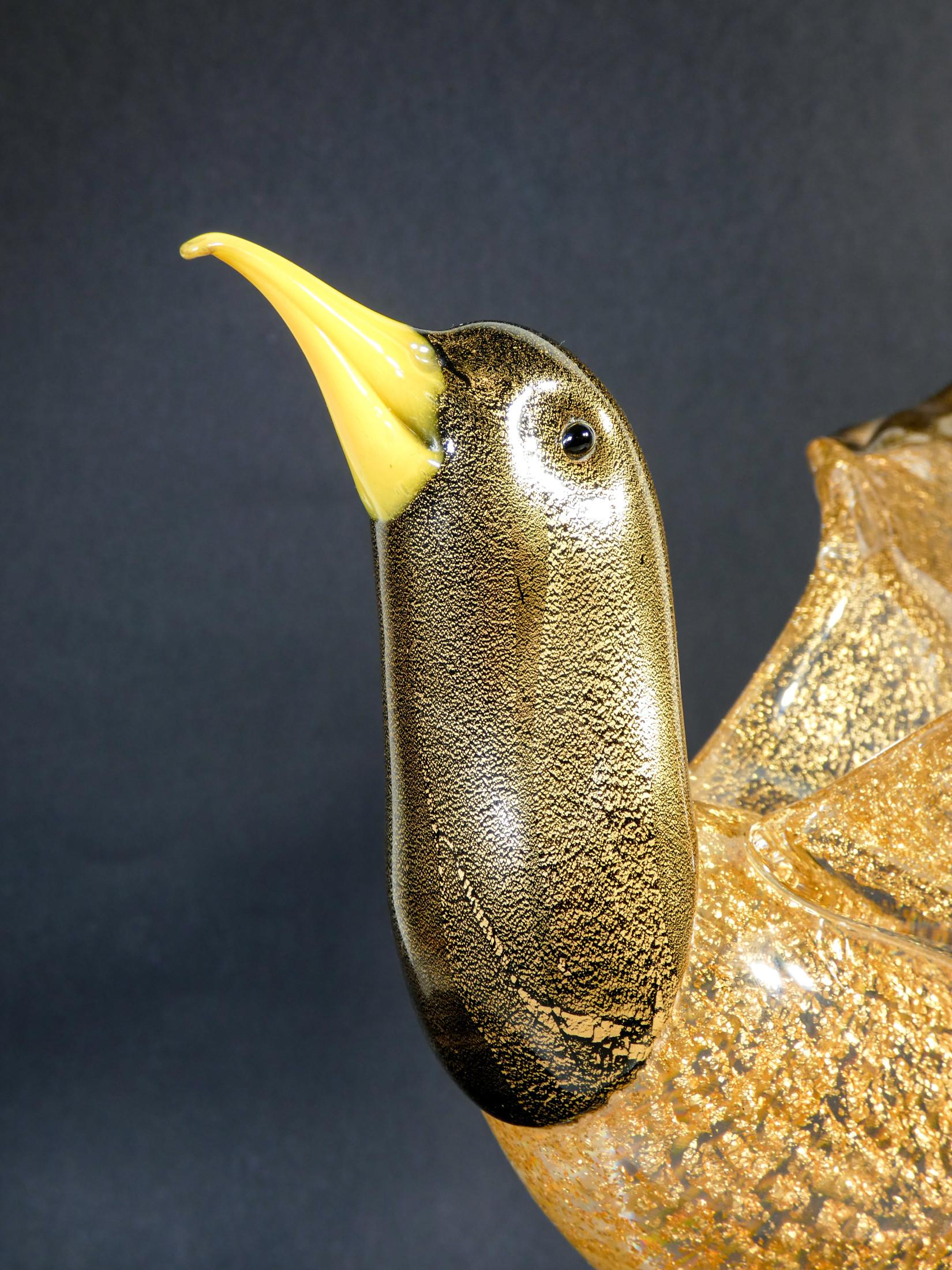 Blown Murano Glass Sculpture with Golden Scales, Oscar Zanetti, Duck 4