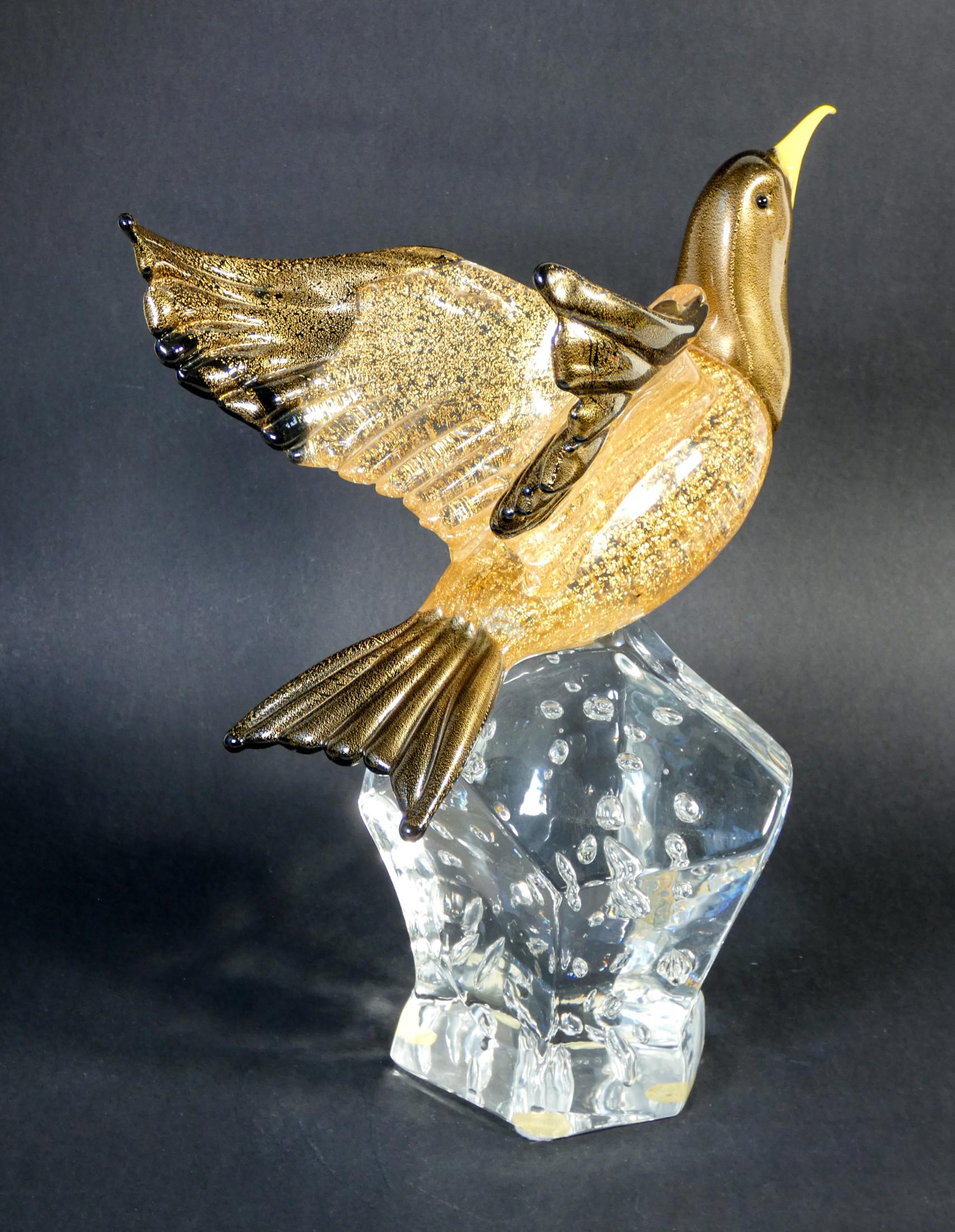 Blown Murano Glass Sculpture with Golden Scales, Oscar Zanetti, Duck 1