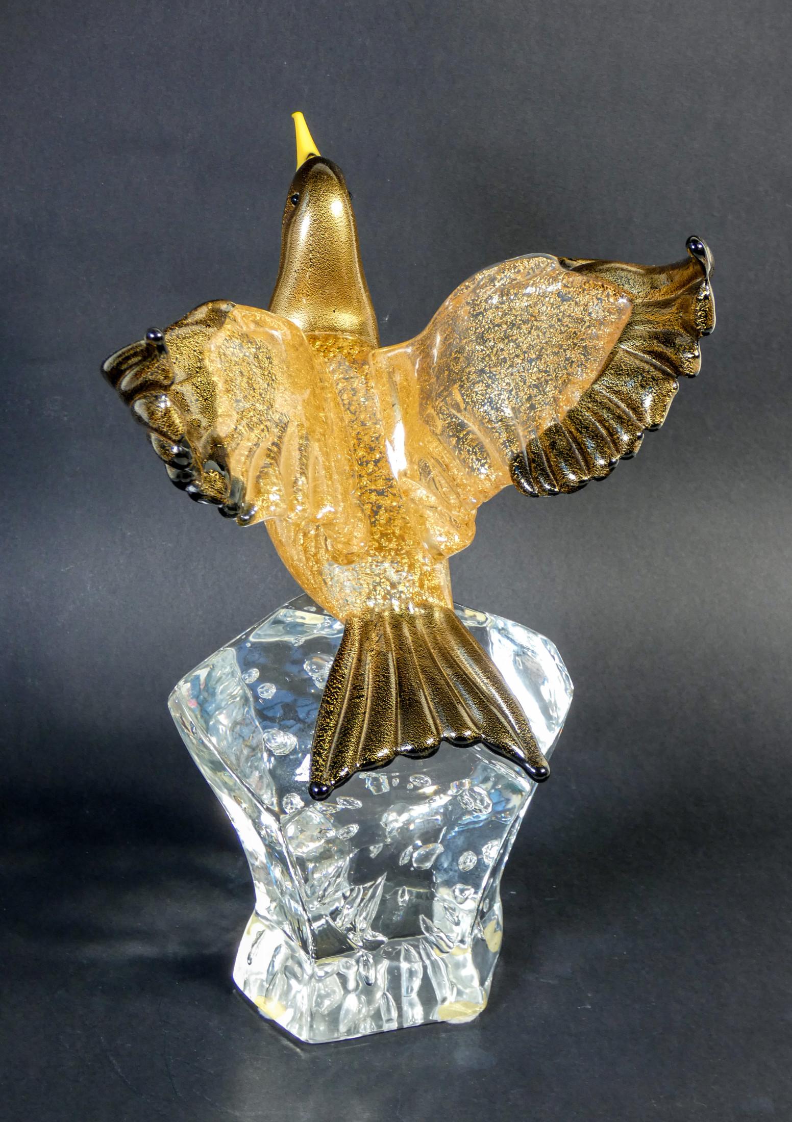 Blown Murano Glass Sculpture with Golden Scales, Oscar Zanetti, Duck 2