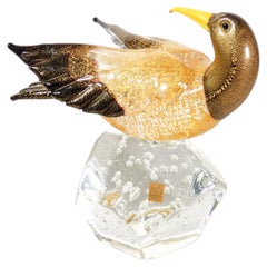 Blown Murano Glass Sculpture with Golden Scales, Oscar Zanetti, Duck
