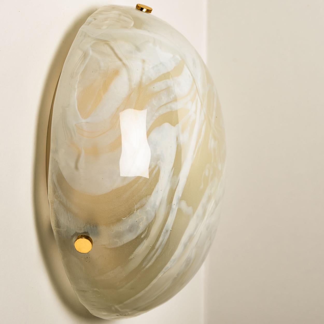 Brass Blown Murano Glass Wall Light or Flush Mount, 1965  For Sale