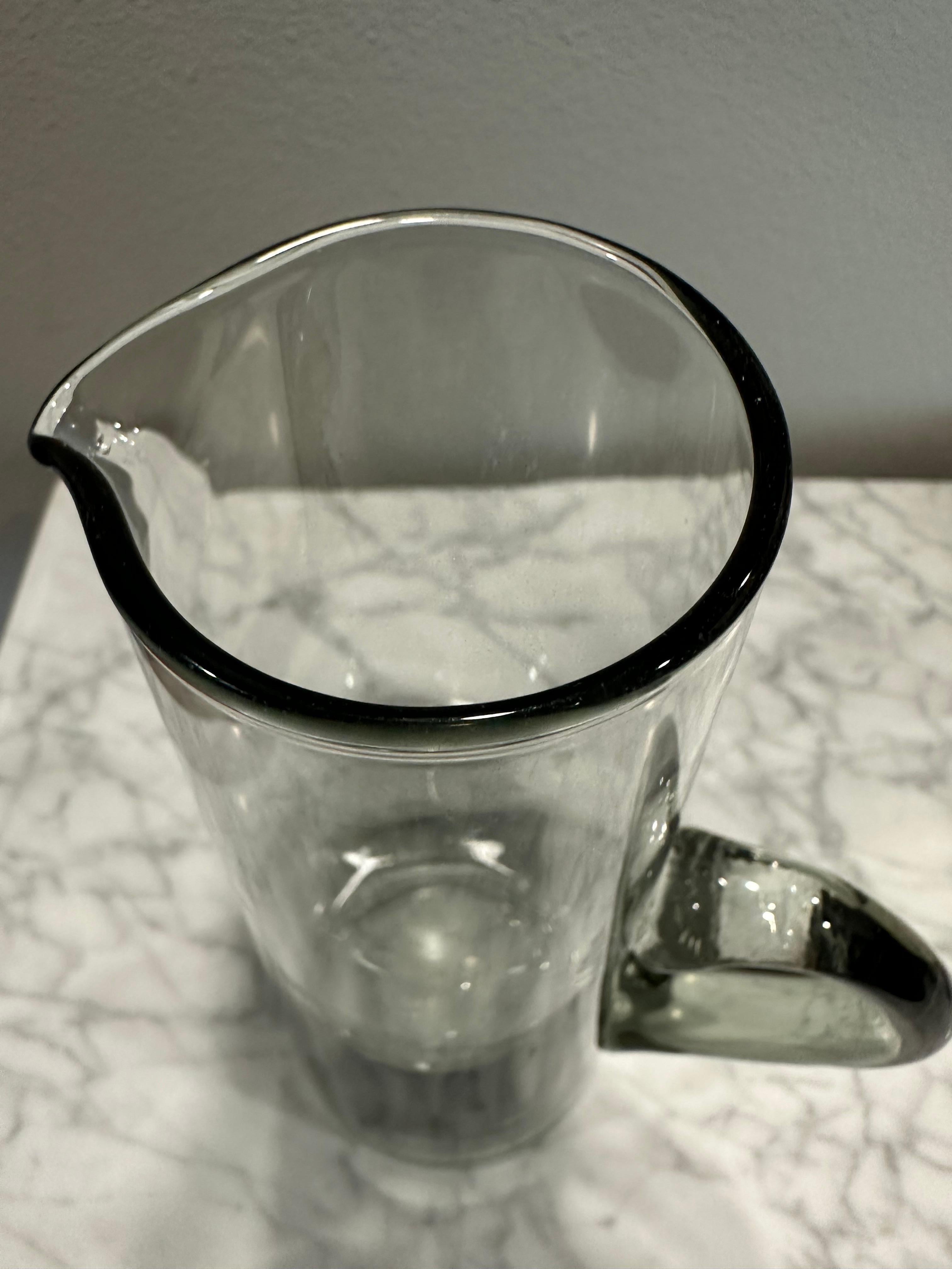 Modern Blown Smoked Glass Carafe, or Water Pitcher For Sale