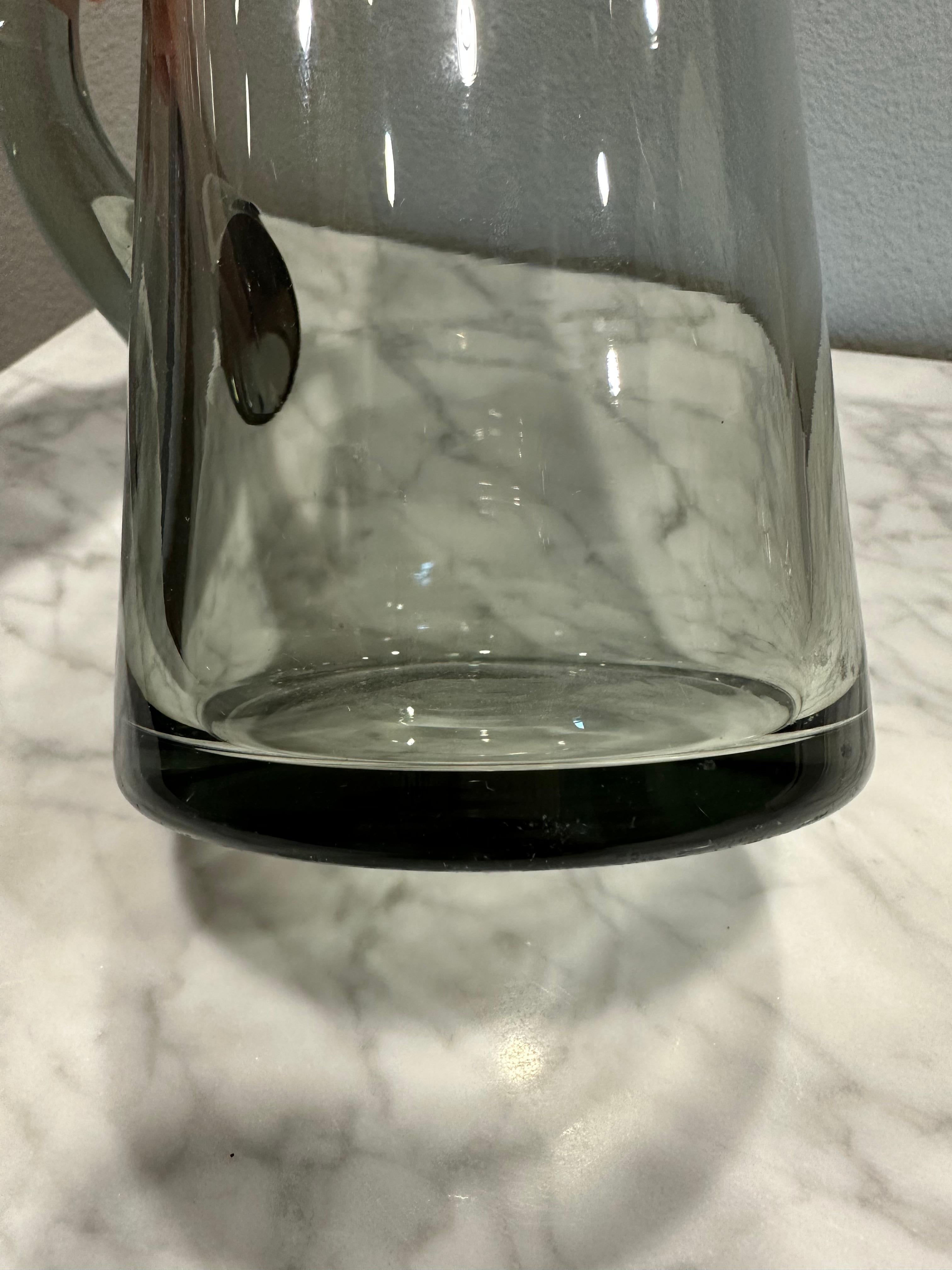 Unknown Blown Smoked Glass Carafe, or Water Pitcher For Sale