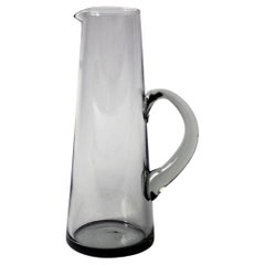 Vintage Blown Smoked Glass Carafe, or Water Pitcher