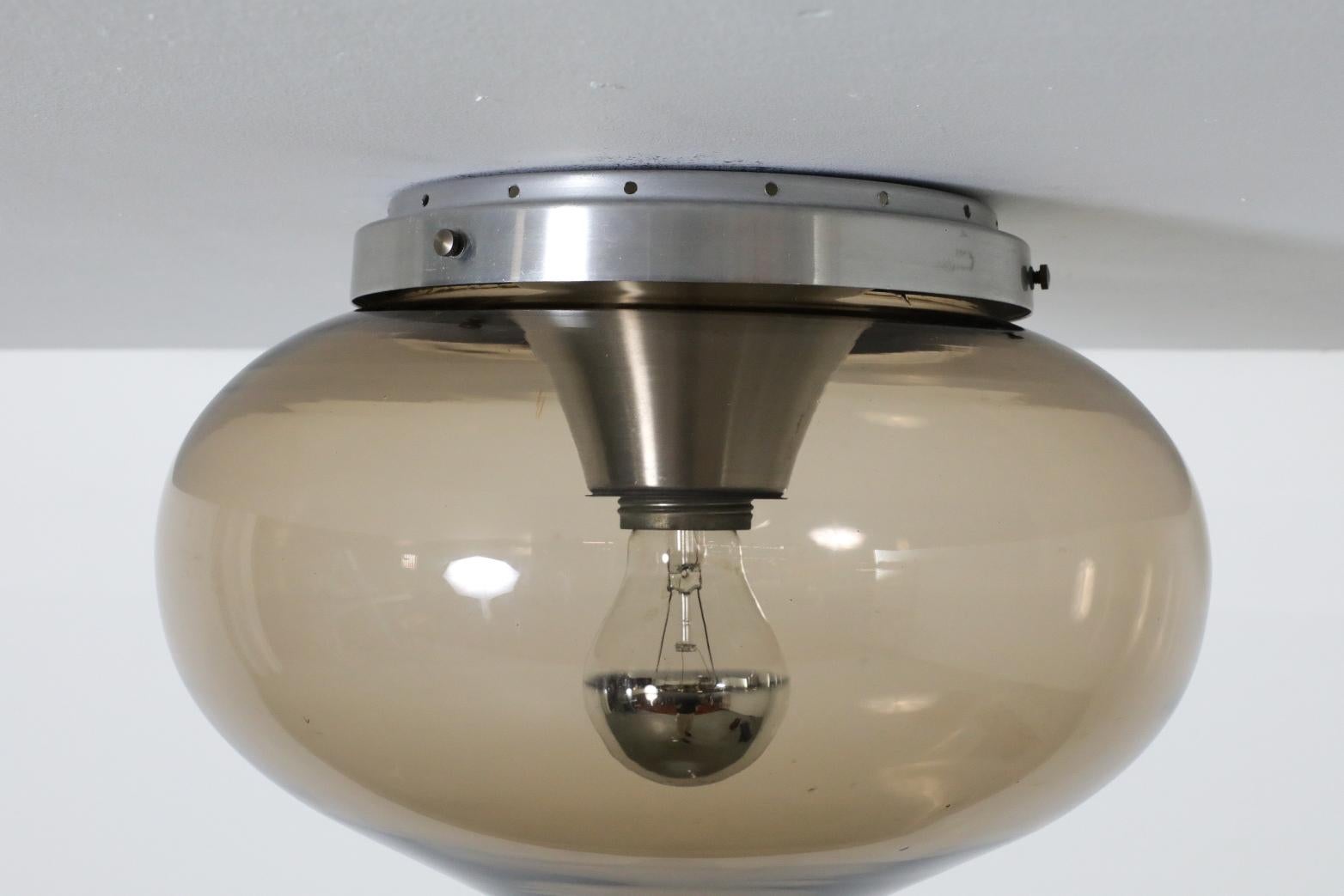 Blown Smoked Glass Globe Flush Mount Ceiling 