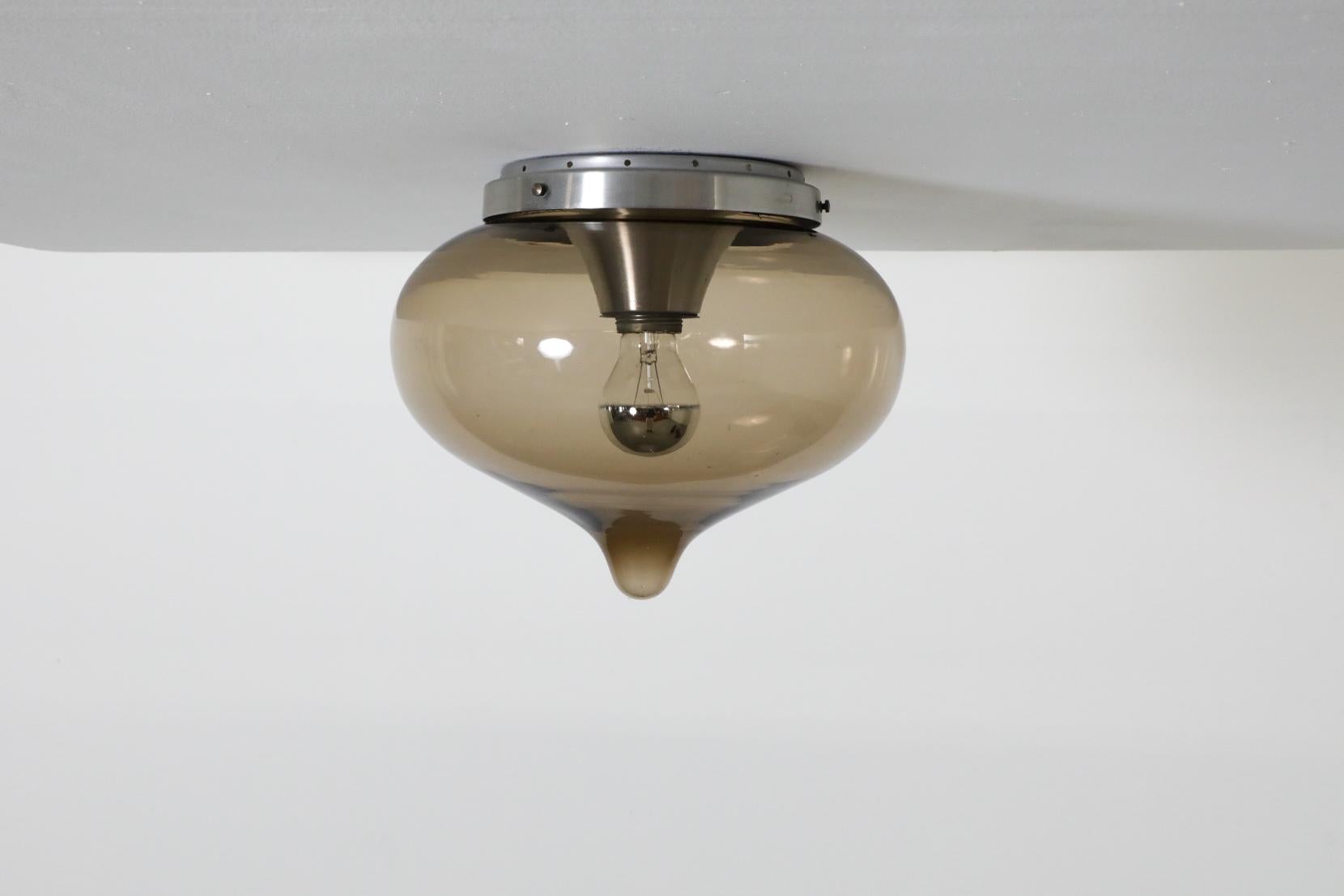 Blown Smoked Glass Globe Flush Mount Ceiling 