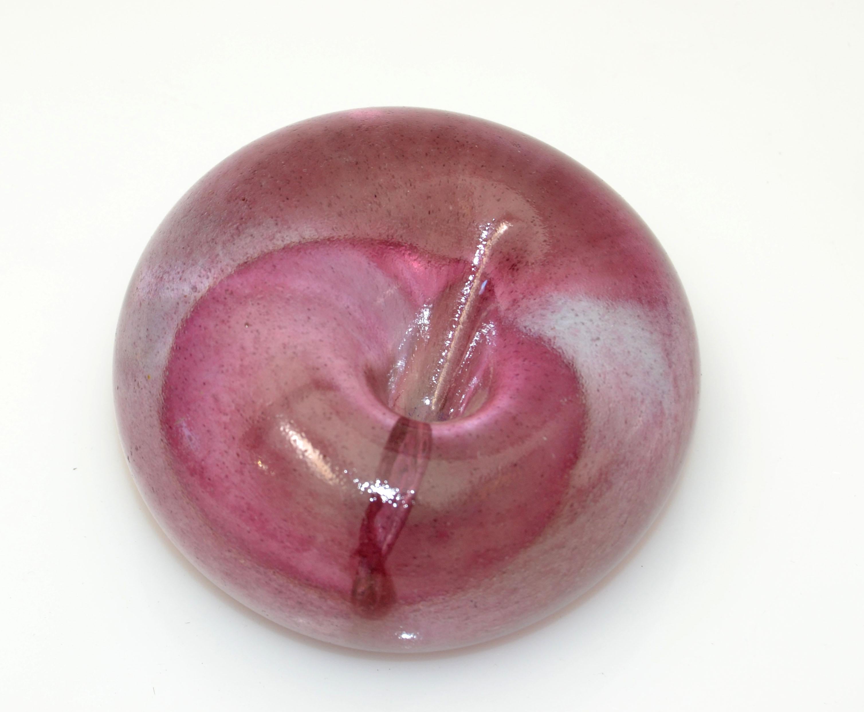 Hand-Crafted Blown Ultraviolet Murano Art Glass Paperweight Mid-Century Modern Italy For Sale