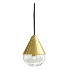 Lampe à suspension en verre soufflé et laiton pour lustre ou utilisation individuelle