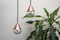 Contemporary Pendant Lamp Blown Glass and Copper
