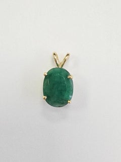 Sonderangebot, Anhänger mit natürlichem Smaragd, 3,15 Karat, 14-karätiges Gelbgold