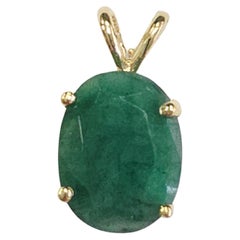 Sonderangebot, Anhänger mit natürlichem Smaragd, 3,15 Karat, 14-karätiges Gelbgold