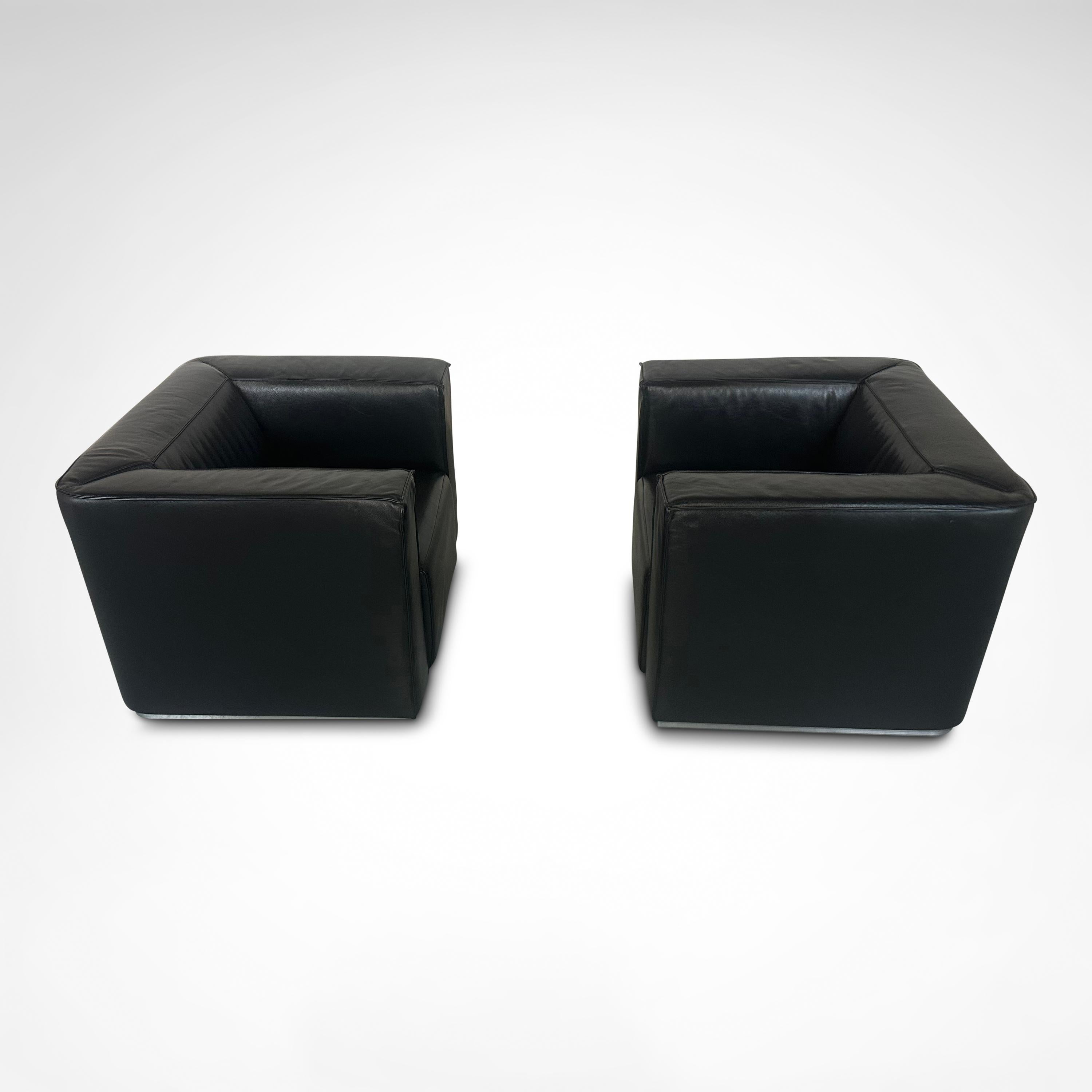 Sillón de cuero Blox de Markus Jehs y Jurgen Laub para Cassina 2002, set de 2 Siglo XXI y contemporáneo