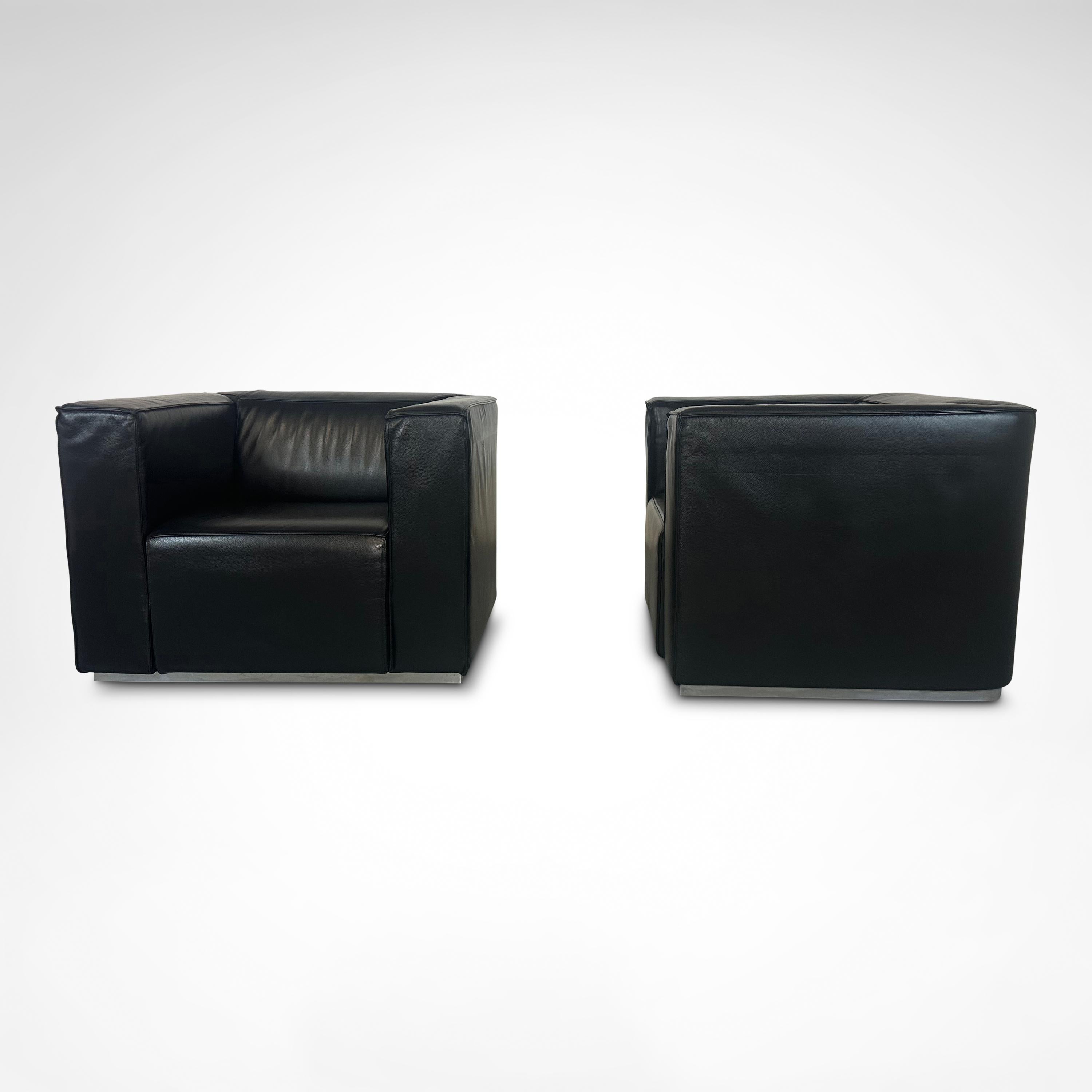 Sillón de cuero Blox de Markus Jehs y Jurgen Laub para Cassina 2002, set de 2 Cuero