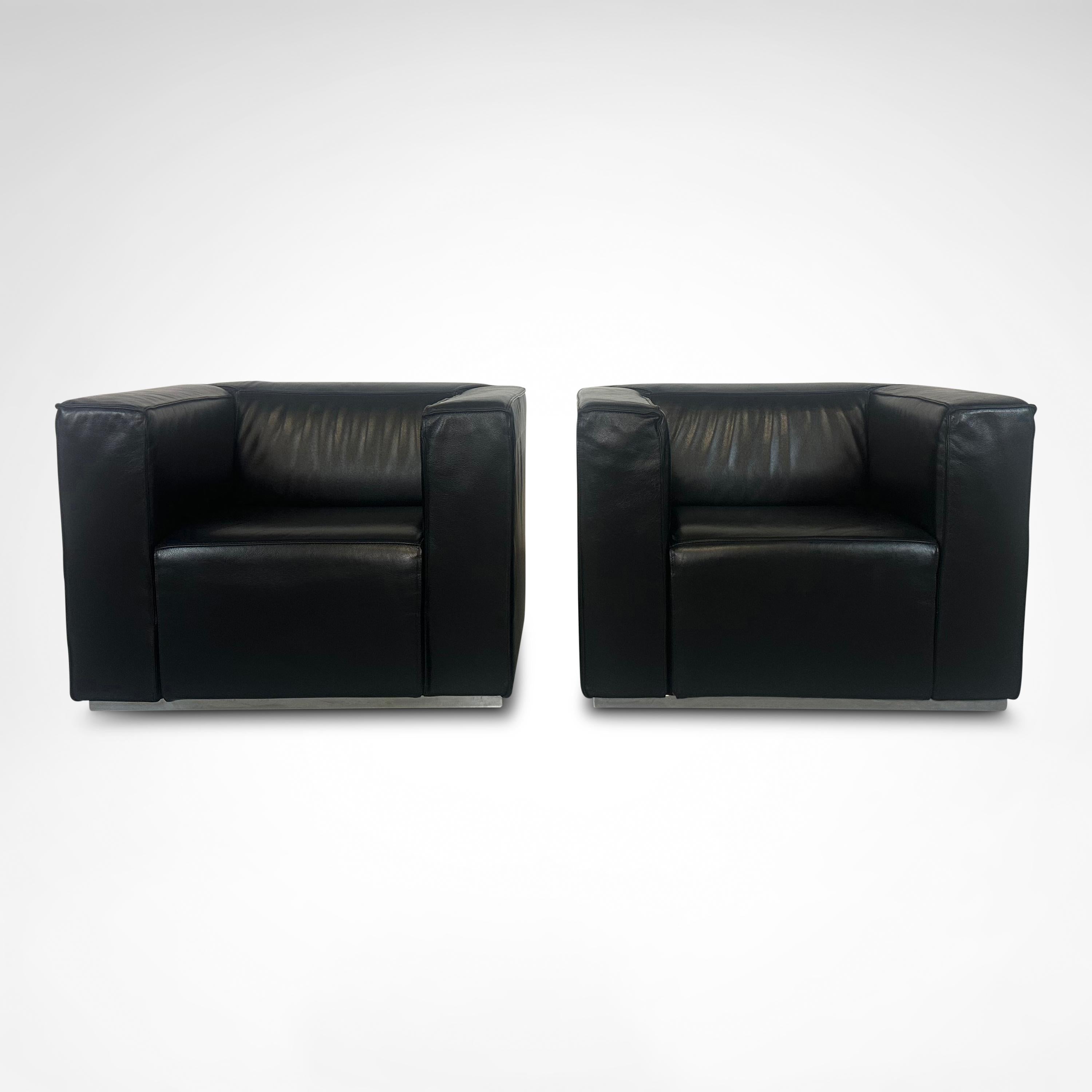 Sillón de cuero Blox de Markus Jehs y Jurgen Laub para Cassina 2002, set de 2 1
