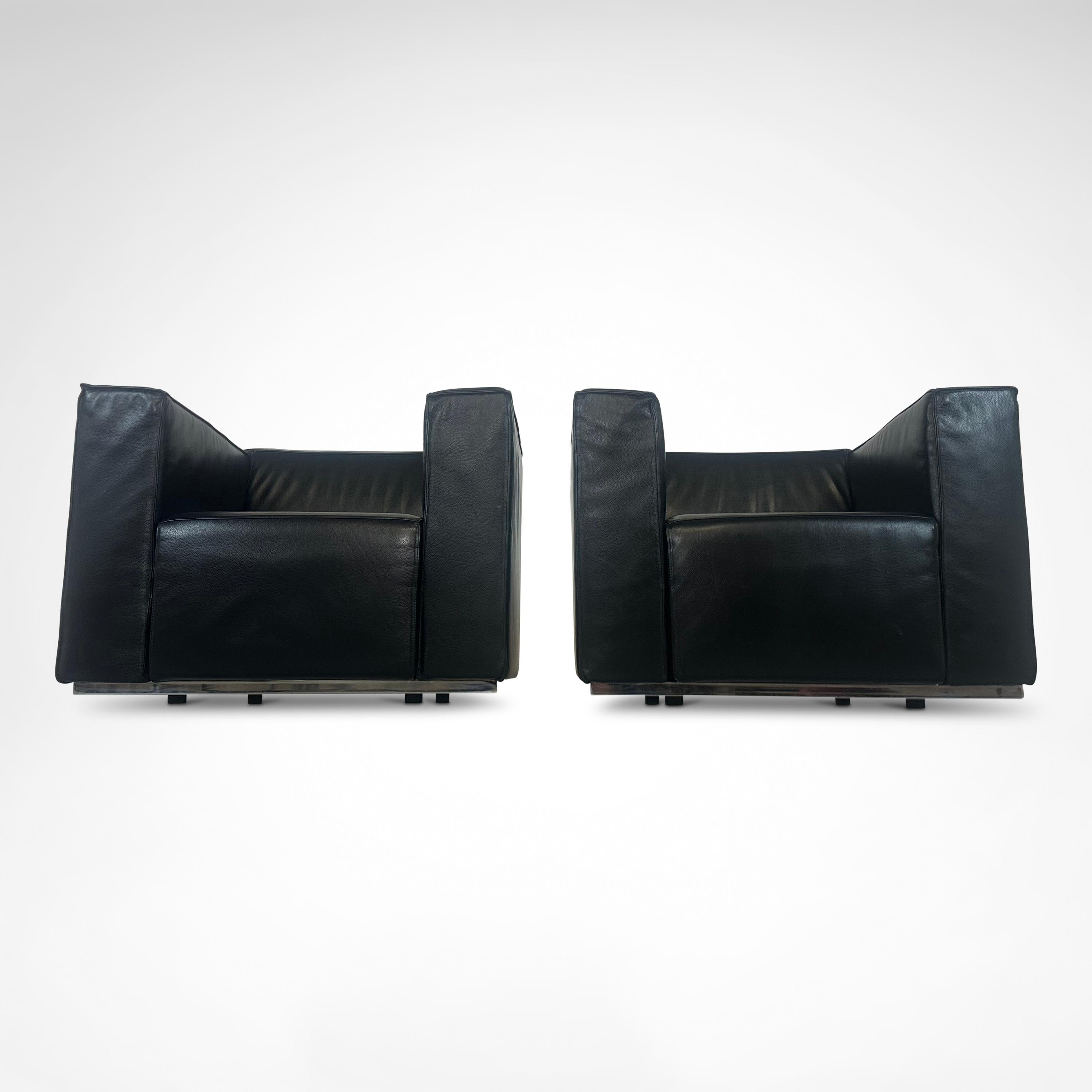 Sillón de cuero Blox de Markus Jehs y Jurgen Laub para Cassina 2002, set de 2 2