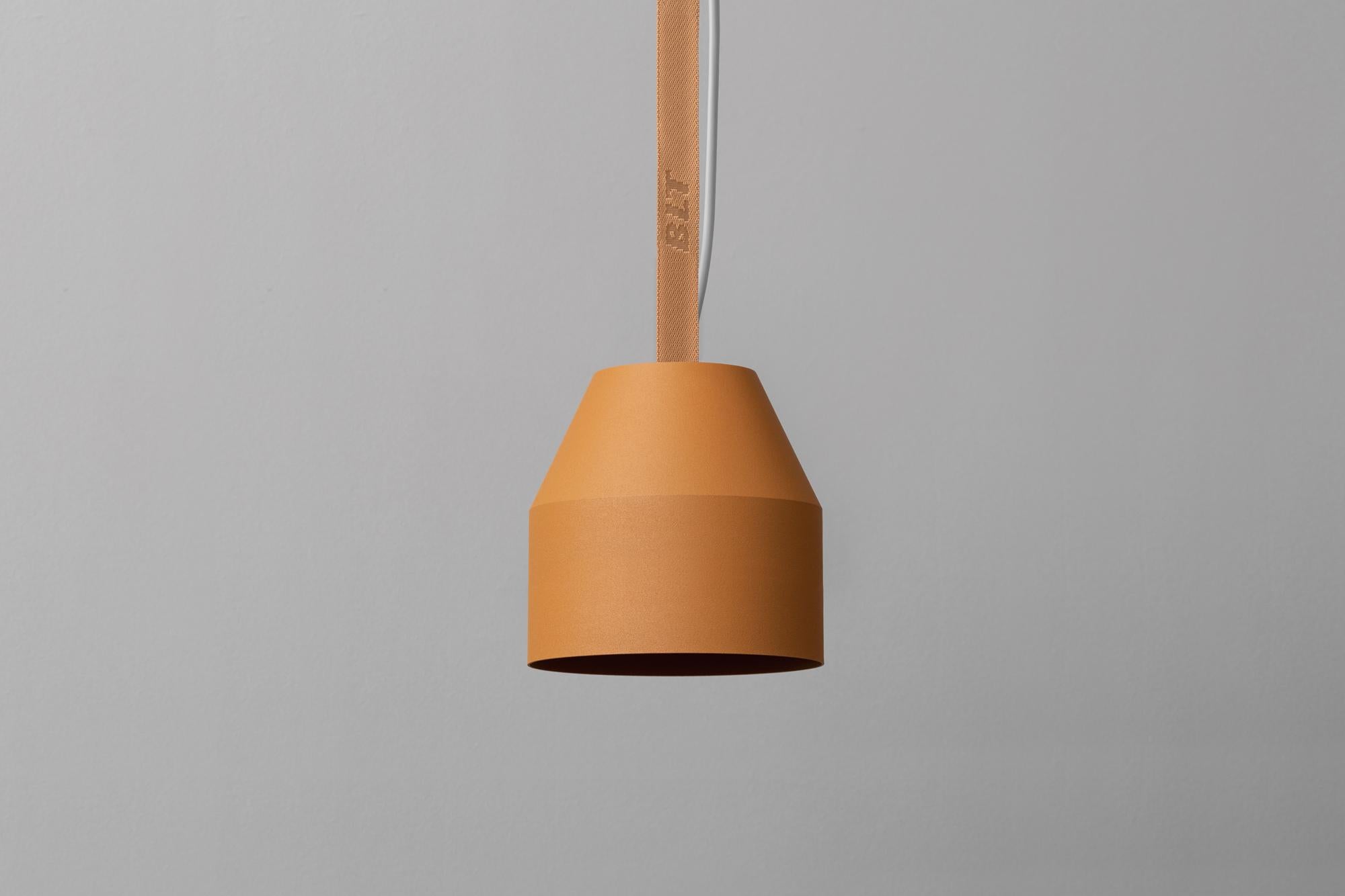 BLT_CAP Big Almond Pendant Lamp by +kouple
Dimensions: Ø 16 x H 16,5 cm. 
Materials: Powder-coated steel and textile.

Available in different color options. The rod length is 250 cm. Please contact us.

All our lamps can be wired according to each