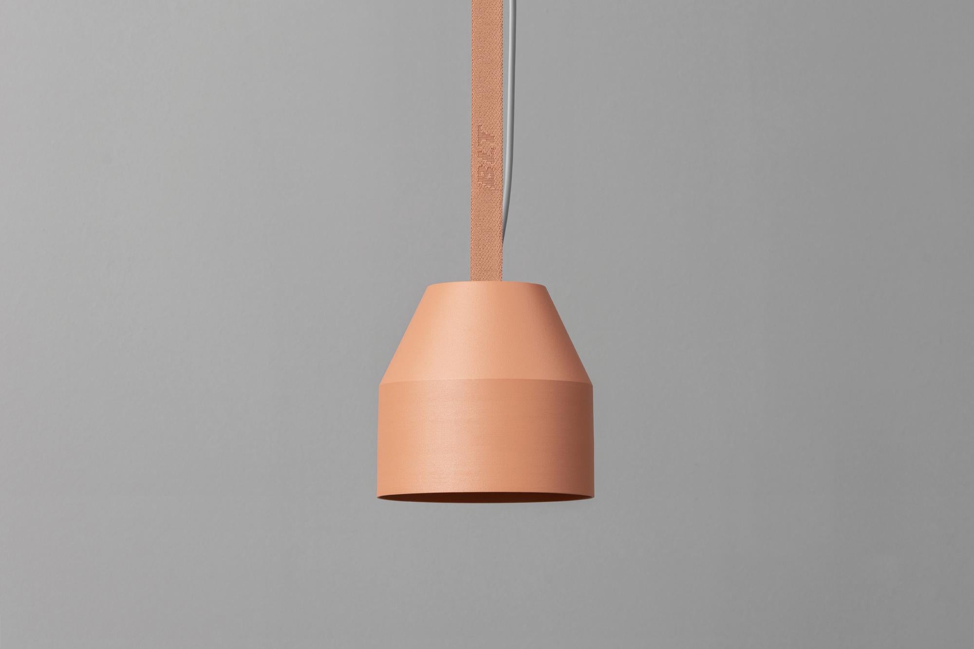 BLT_CAP Big Coral Pendant Lamp by +kouple
Dimensions: Ø 16 x H 16,5 cm. 
Materials: Powder-coated steel and textile.

Available in different color options. The rod length is 250 cm. Please contact us.

All our lamps can be wired according to each