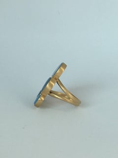 Australienischer Blume Opal Doublette 18 Karat Gold Ring