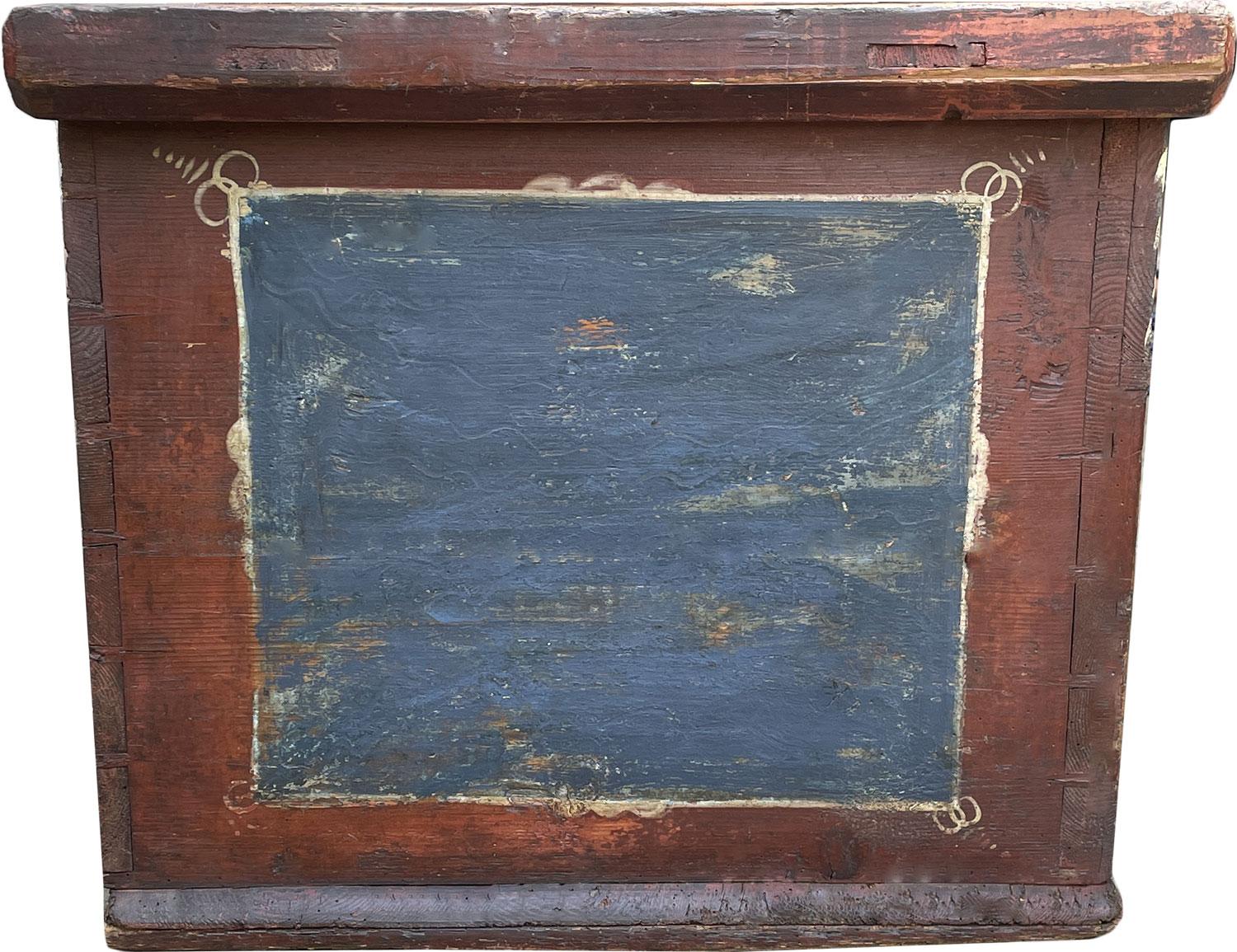 Blu Floral Painted Blanket Chest Dated 1829 In Good Condition In Albignasego, IT