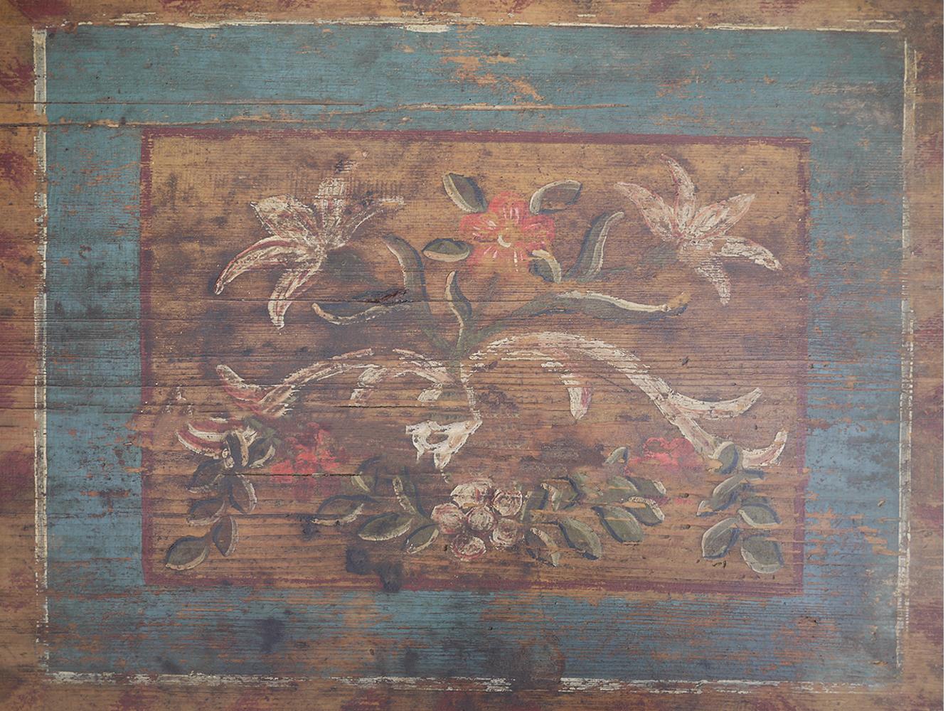 Blu Floral Painted Blanket Chest, Italy, 1812 2