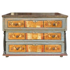 Blu Floral Painted Chest of Drawers, Italy 1805