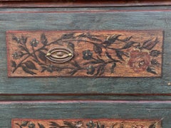 Blu Floral Painted Chest of Drawers, Northern Italy 1810