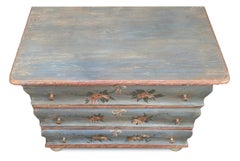 Blu Floral Painted Chest of Drawers, Northern Italy 1850