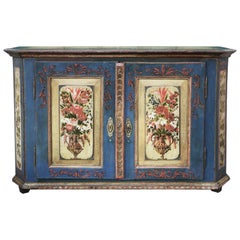 Blu Floral Painted Sideboard, Central Europe, around 1810