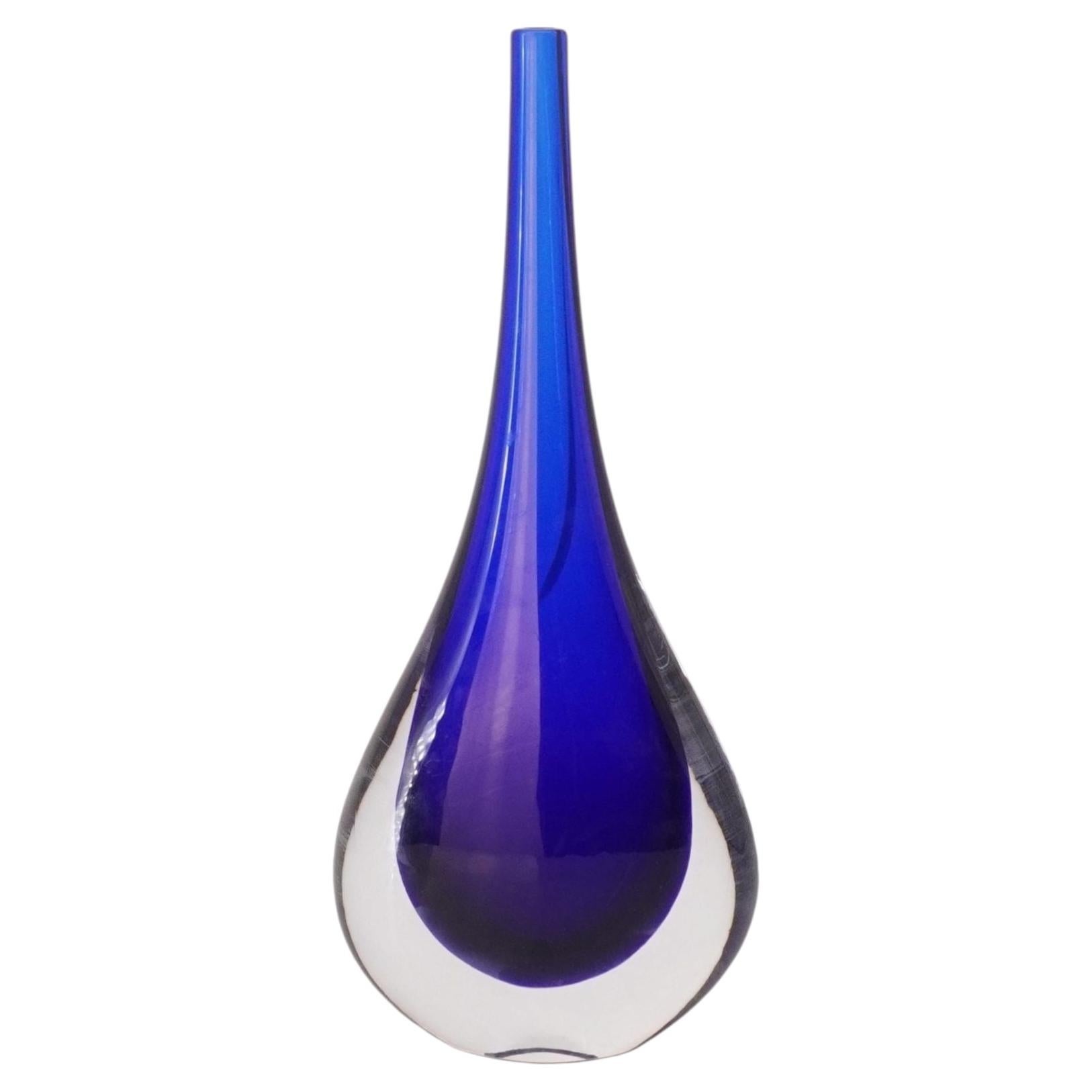 Vase à gouttes bleu - Verre de Murano en vente