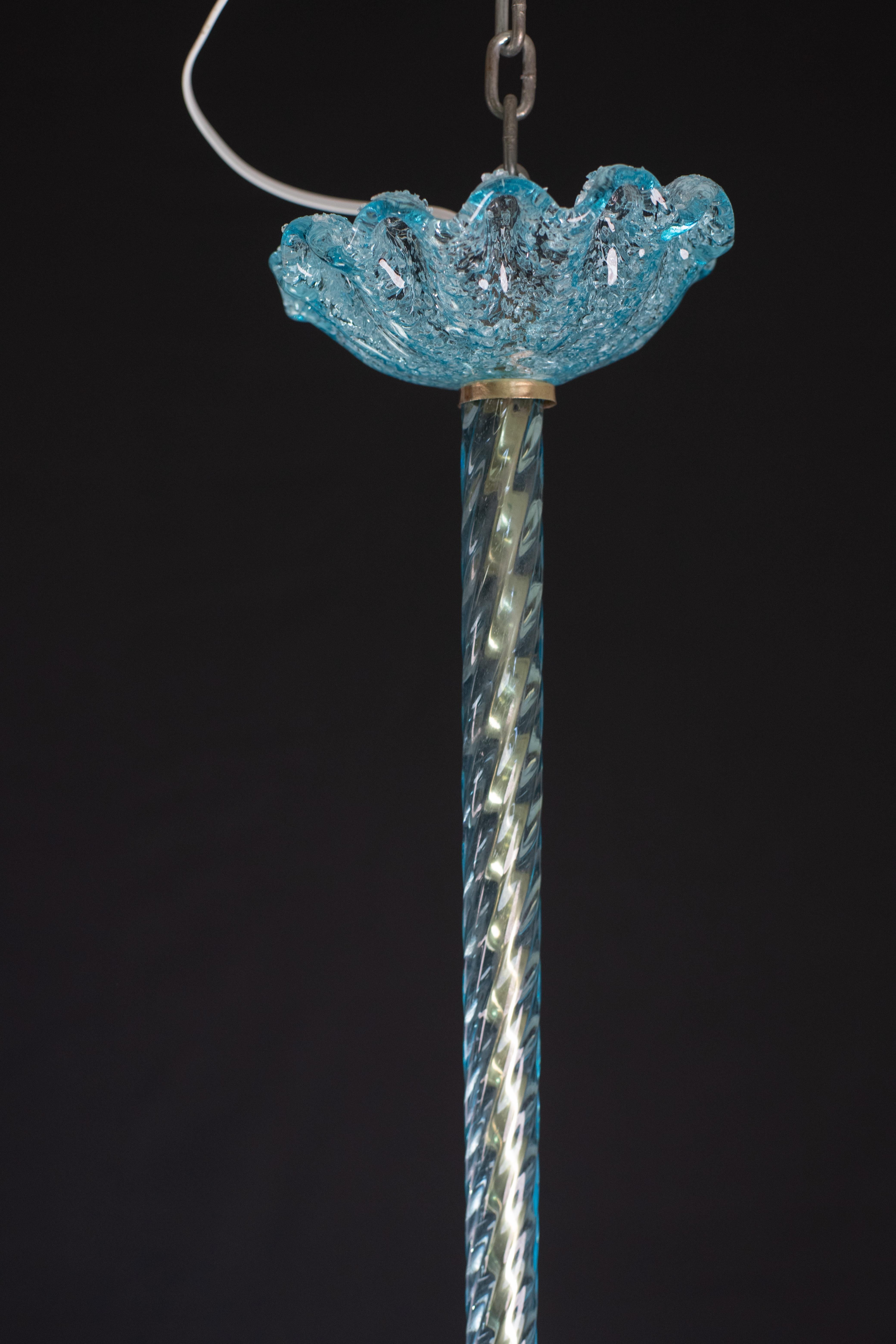 Blu Jewel Murano Glass Chandelier by Barovier e Toso, 1950s For Sale 9