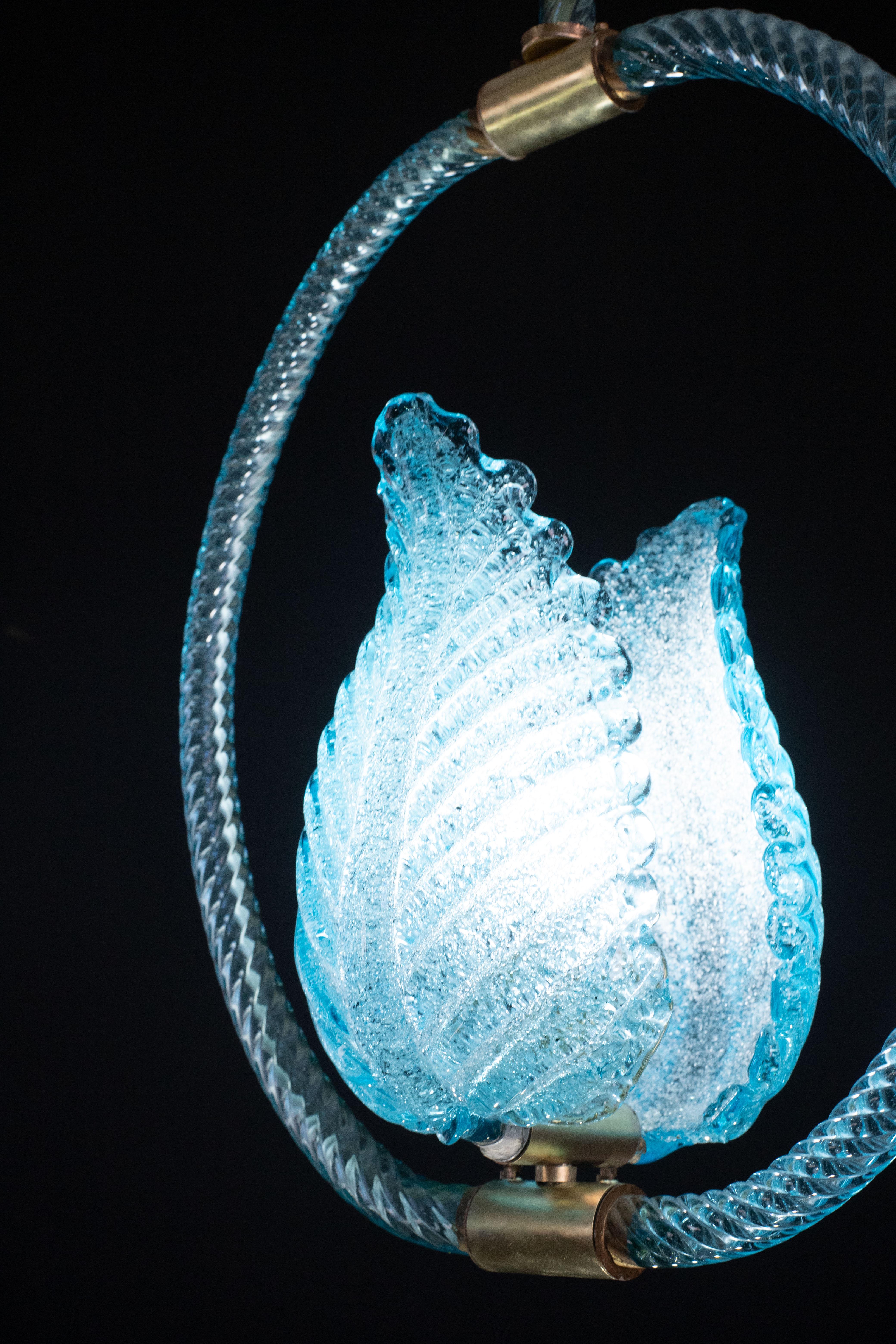Mid-20th Century Blu Jewel Murano Glass Chandelier by Barovier e Toso, 1950s For Sale