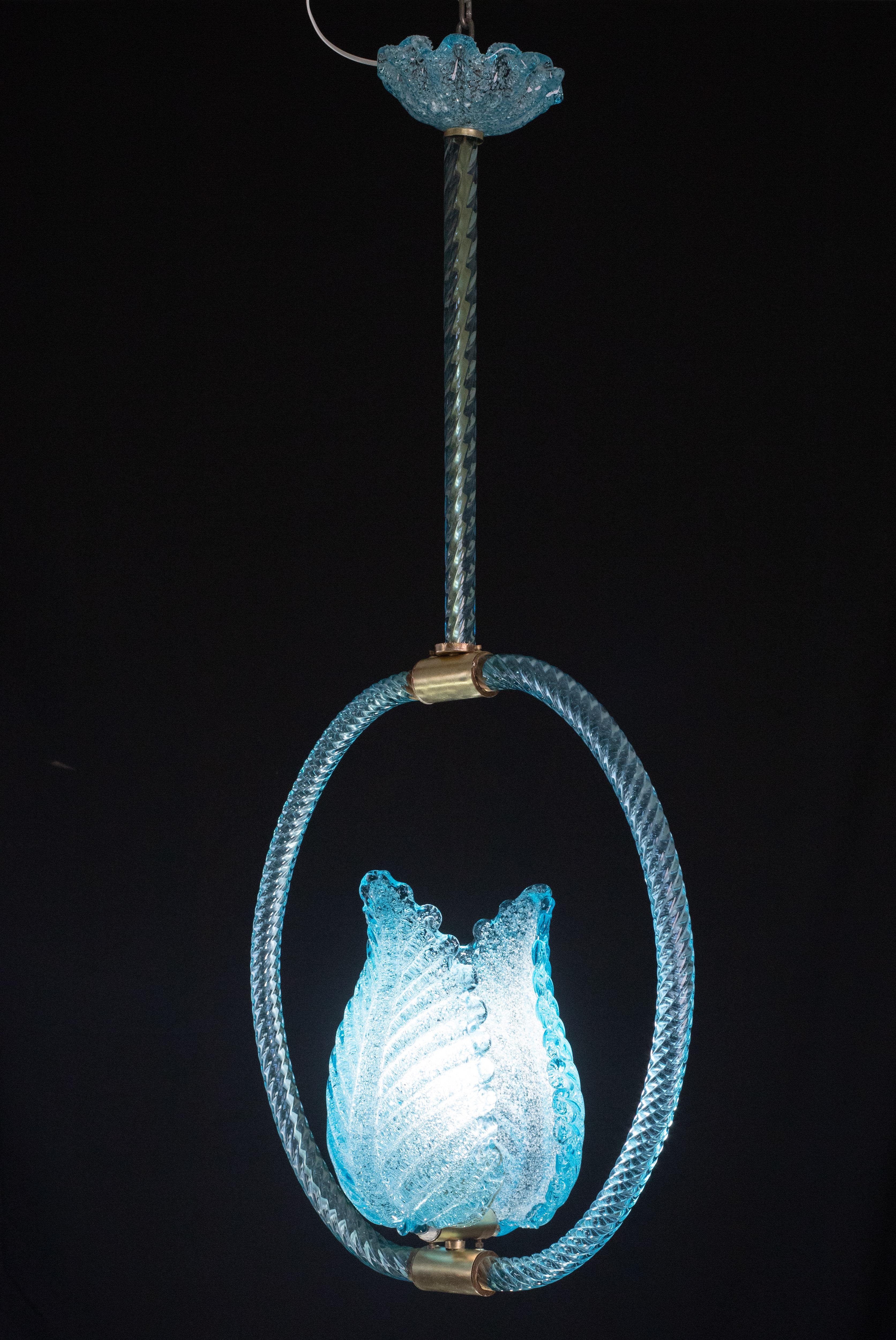 Blu Jewel Murano Glass Chandelier by Barovier e Toso, 1950s For Sale 1