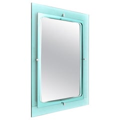 Blue Nile Glass Frame Rectangular Mirror, 1960s