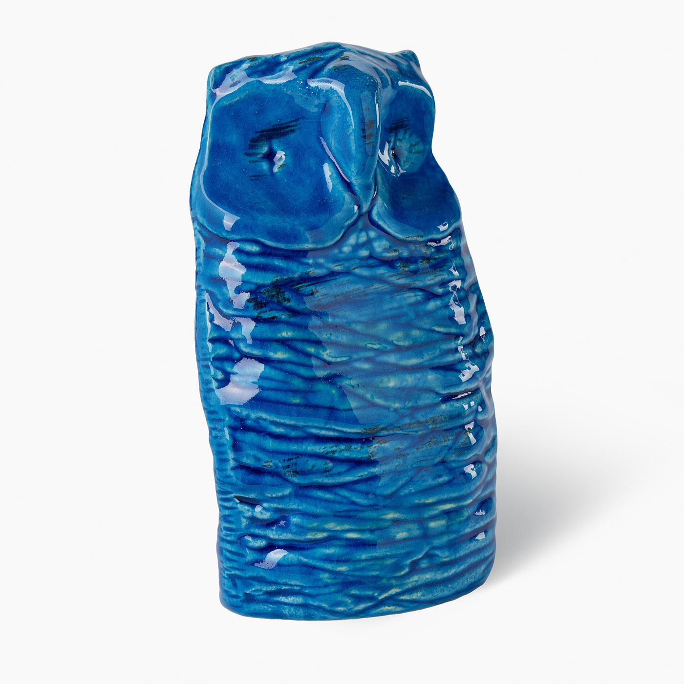 Italiano Blu Owl Figurine by Aldo Londi in vendita